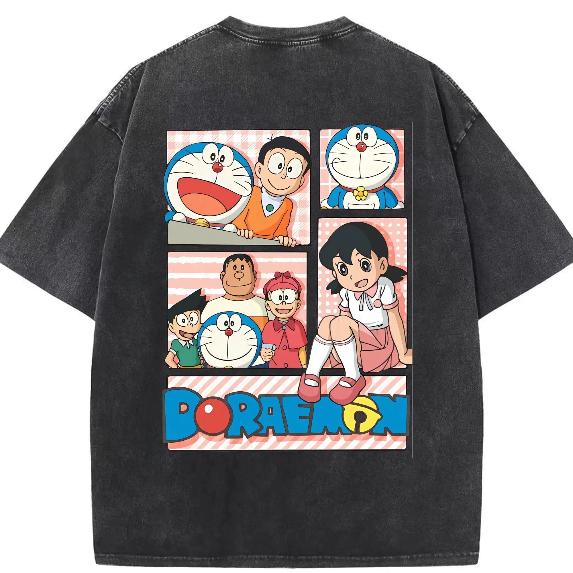 ドラえもん グッズ 源 静香 - 綿100％ ヴィンテージ風 半袖Tシャツ ・ 背面プリント ・ 柔らか肌触り ・ 通気性 快適 ・ スポーツ カジュアル 外出用