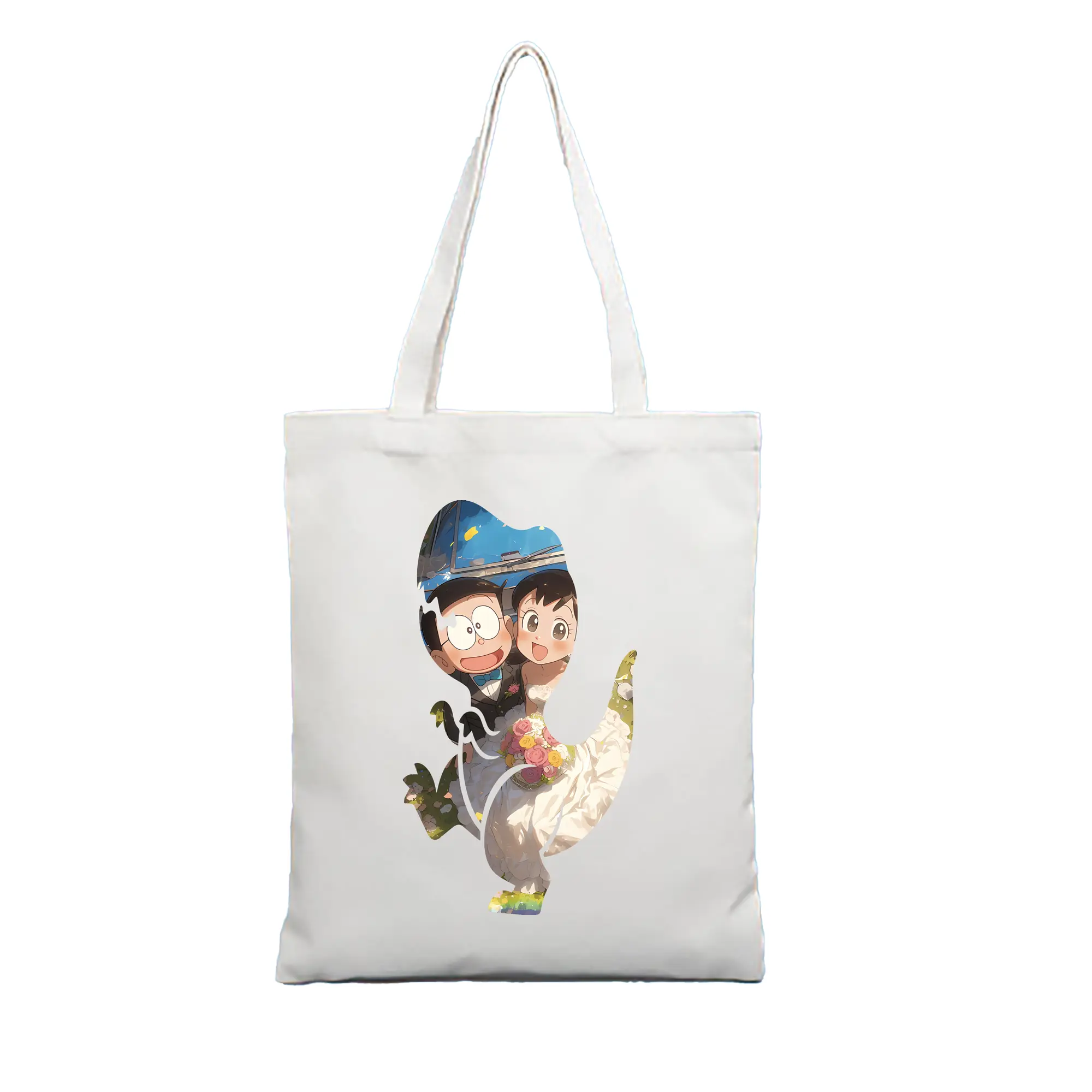 ドラえもん グッズ 源 静香 - 縦型キャンバス手提げバッグ（トートバッグ） ・ キャンバス素材 ・ ショッピング用 ・ 軽量 丈夫 お手入れ簡単