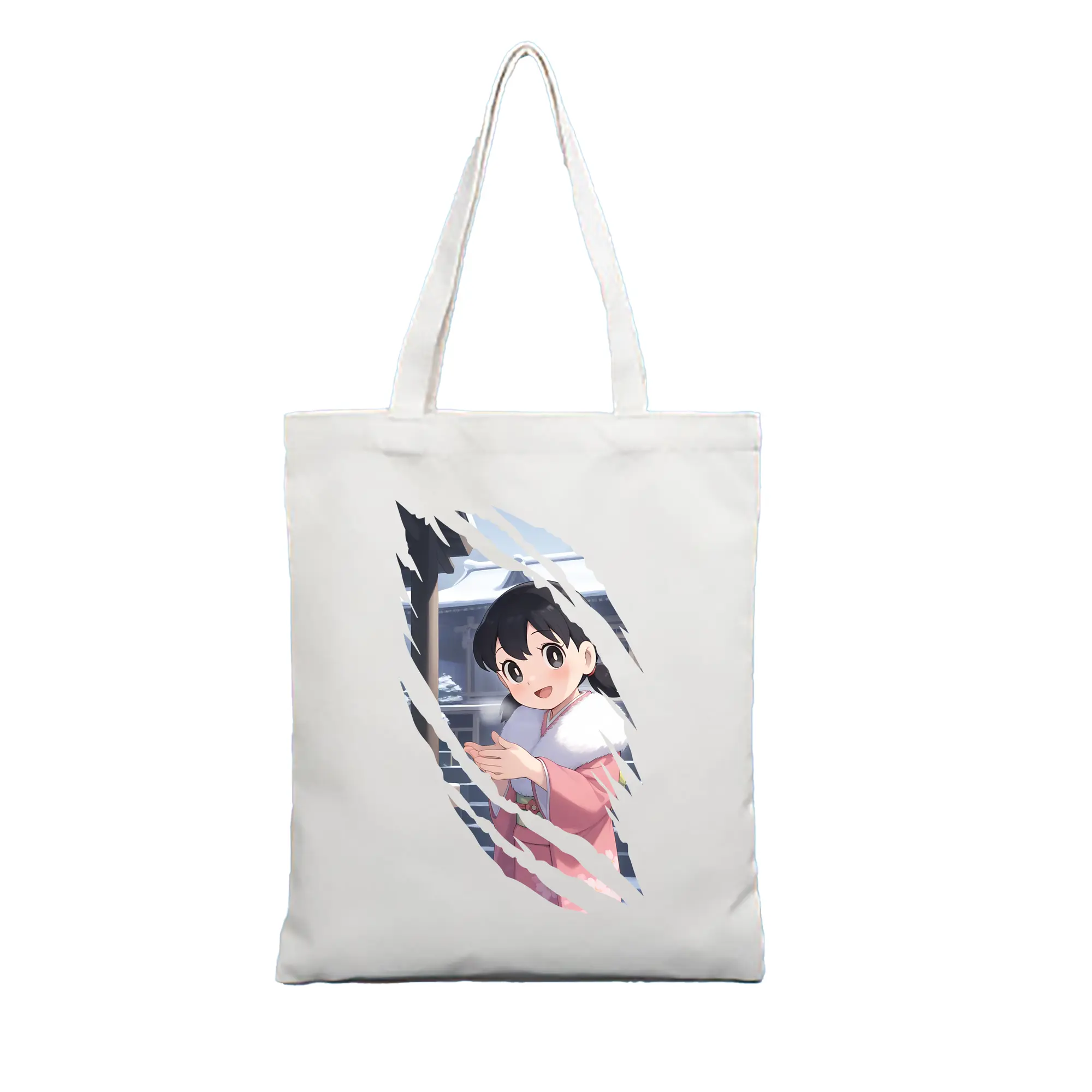 ドラえもん グッズ 源 静香 - 縦型キャンバス手提げバッグ（トートバッグ） ・ キャンバス素材 ・ ショッピング用 ・ 軽量 丈夫 お手入れ簡単