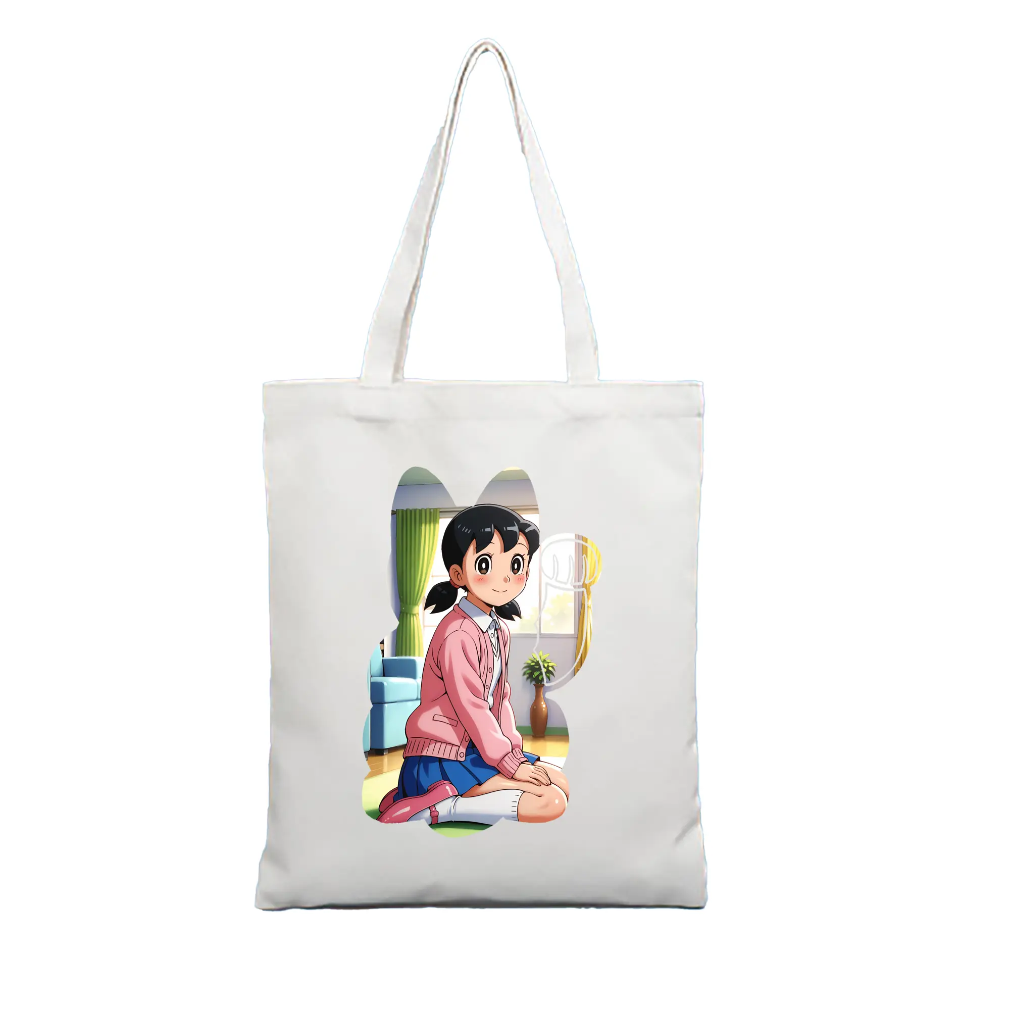 ドラえもん グッズ 源 静香 - 縦型キャンバス手提げバッグ（トートバッグ） ・ キャンバス素材 ・ ショッピング用 ・ 軽量 丈夫 お手入れ簡単