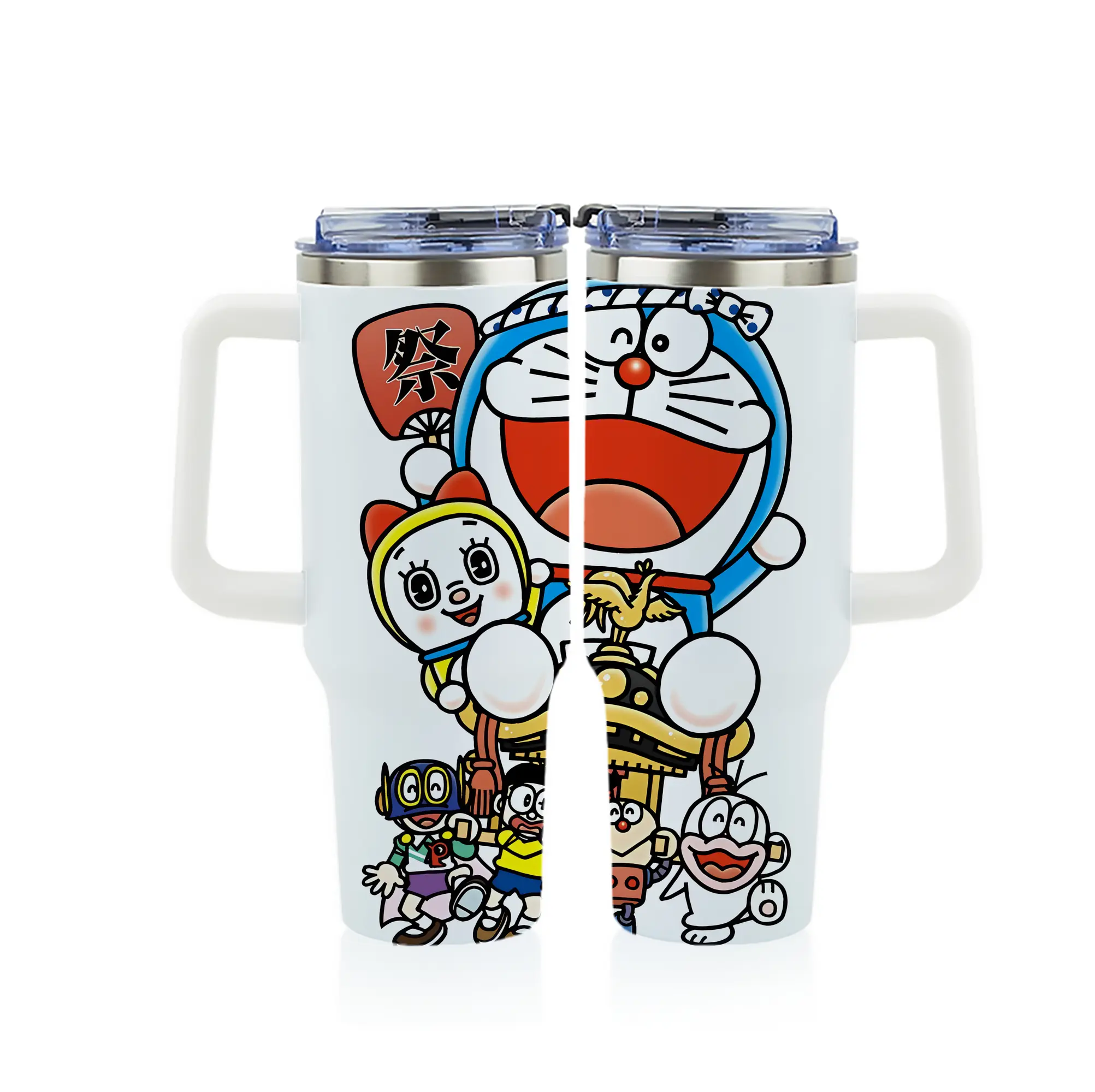 ドラえもん グッズ ドラミ - 1200mL フルプリント車用タンブラー ・ 304ステンレス 内側 ・ 201ステンレス 外側 ・ 保温 保冷 ・ 通勤 ドライブ アウトドア用