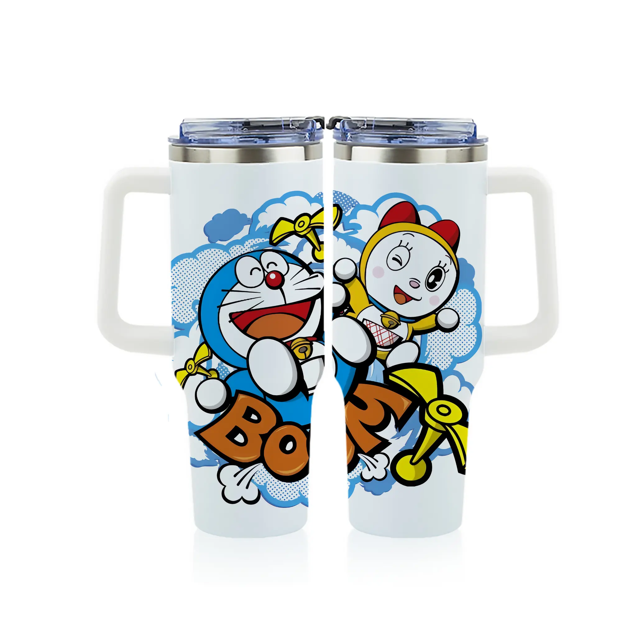 ドラえもん グッズ ドラミ - 1200mL フルプリント車用タンブラー ・ 304ステンレス 内側 ・ 201ステンレス 外側 ・ 保温 保冷 ・ 通勤 ドライブ アウトドア用