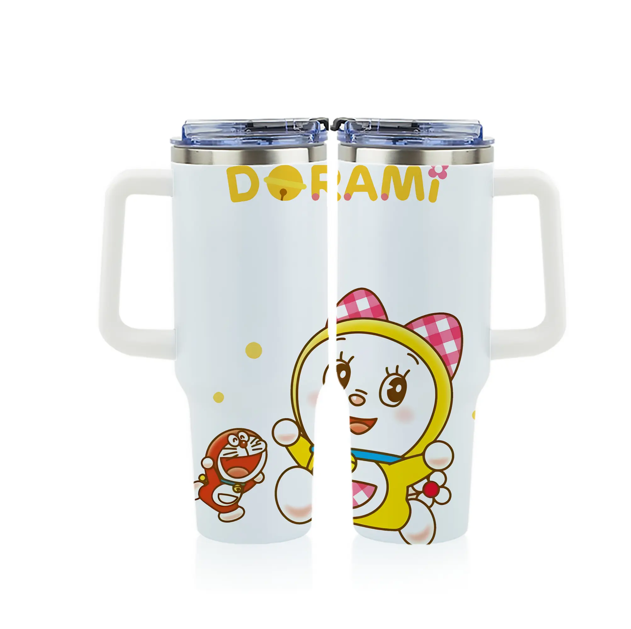 ドラえもん グッズ ドラミ - 1200mL フルプリント車用タンブラー ・ 304ステンレス 内側 ・ 201ステンレス 外側 ・ 保温 保冷 ・ 通勤 ドライブ アウトドア用