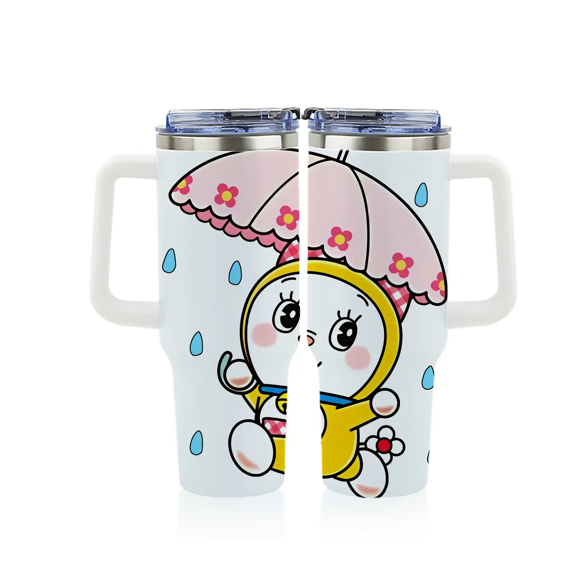 ドラえもん グッズ ドラミ - 1200mL フルプリント車用タンブラー ・ 304ステンレス 内側 ・ 201ステンレス 外側 ・ 保温 保冷 ・ 通勤 ドライブ アウトドア用