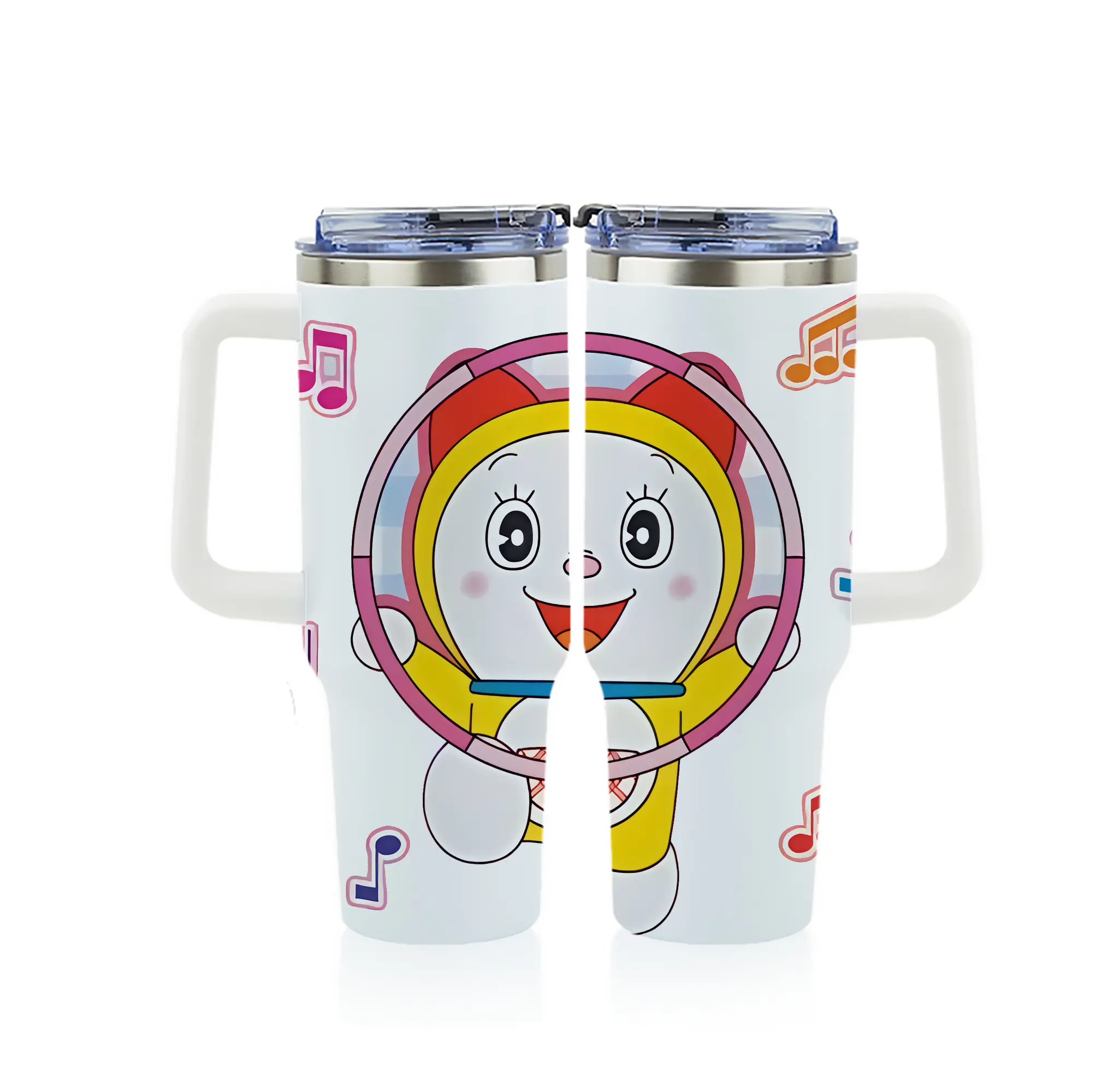 ドラえもん グッズ ドラミ - 1200mL フルプリント車用タンブラー ・ 304ステンレス 内側 ・ 201ステンレス 外側 ・ 保温 保冷 ・ 通勤 ドライブ アウトドア用