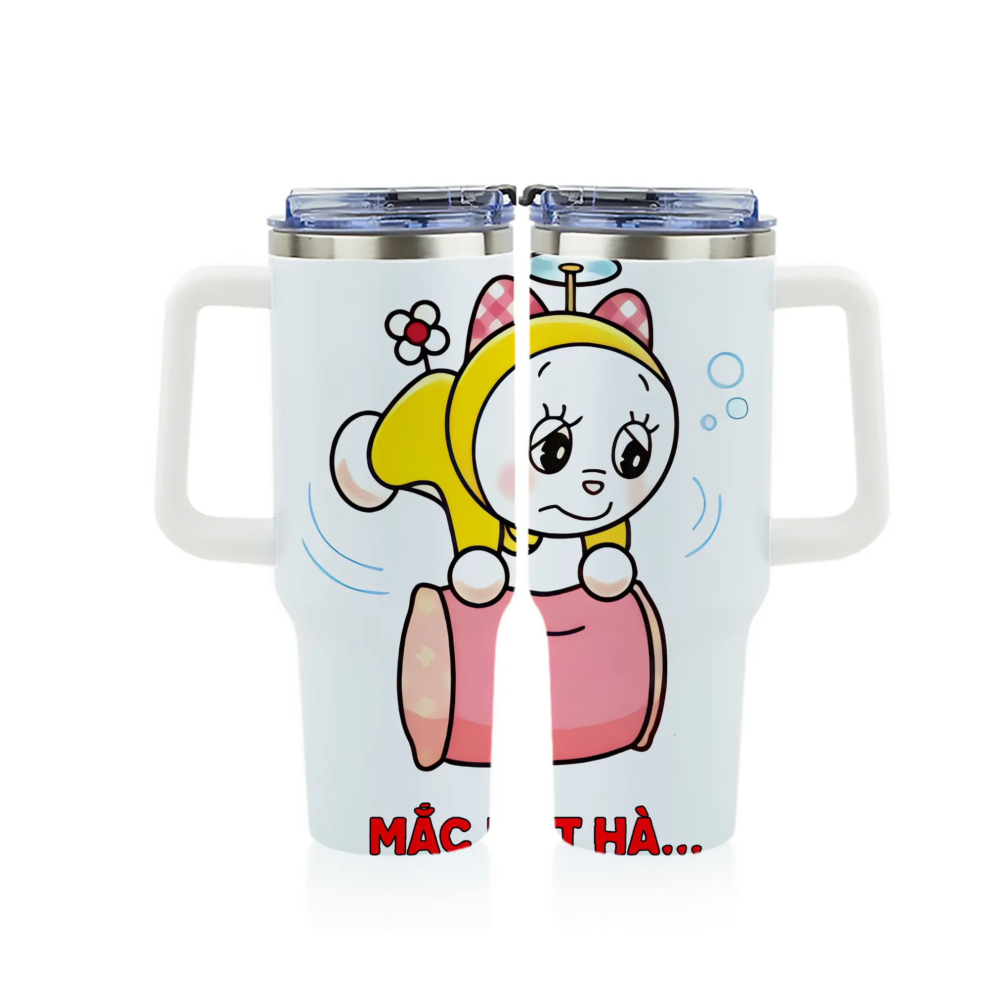 ドラえもん グッズ ドラミ - 1200mL フルプリント車用タンブラー ・ 304ステンレス 内側 ・ 201ステンレス 外側 ・ 保温 保冷 ・ 通勤 ドライブ アウトドア用