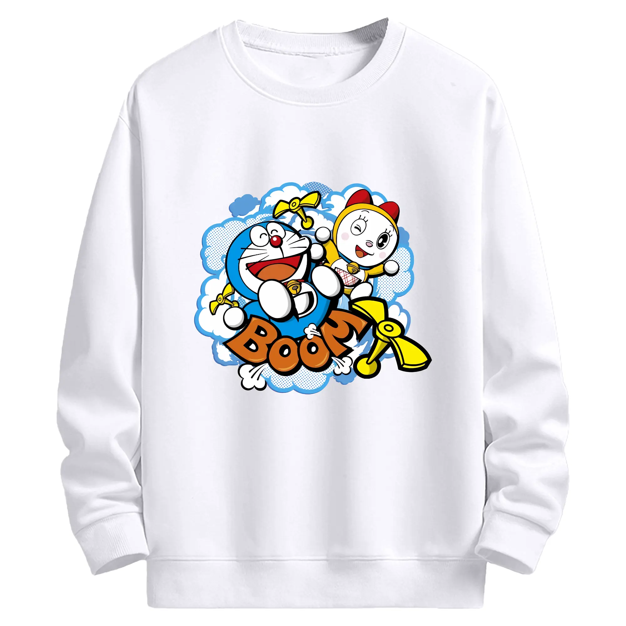 ドラえもん グッズ ドラミ - 高品質 クルーネック スウェット ・ コットン59％ ポリエステル41％ ・ ユニセックス 長袖 トレーナー ・ カジュアル デイリー スポーツ 散歩用