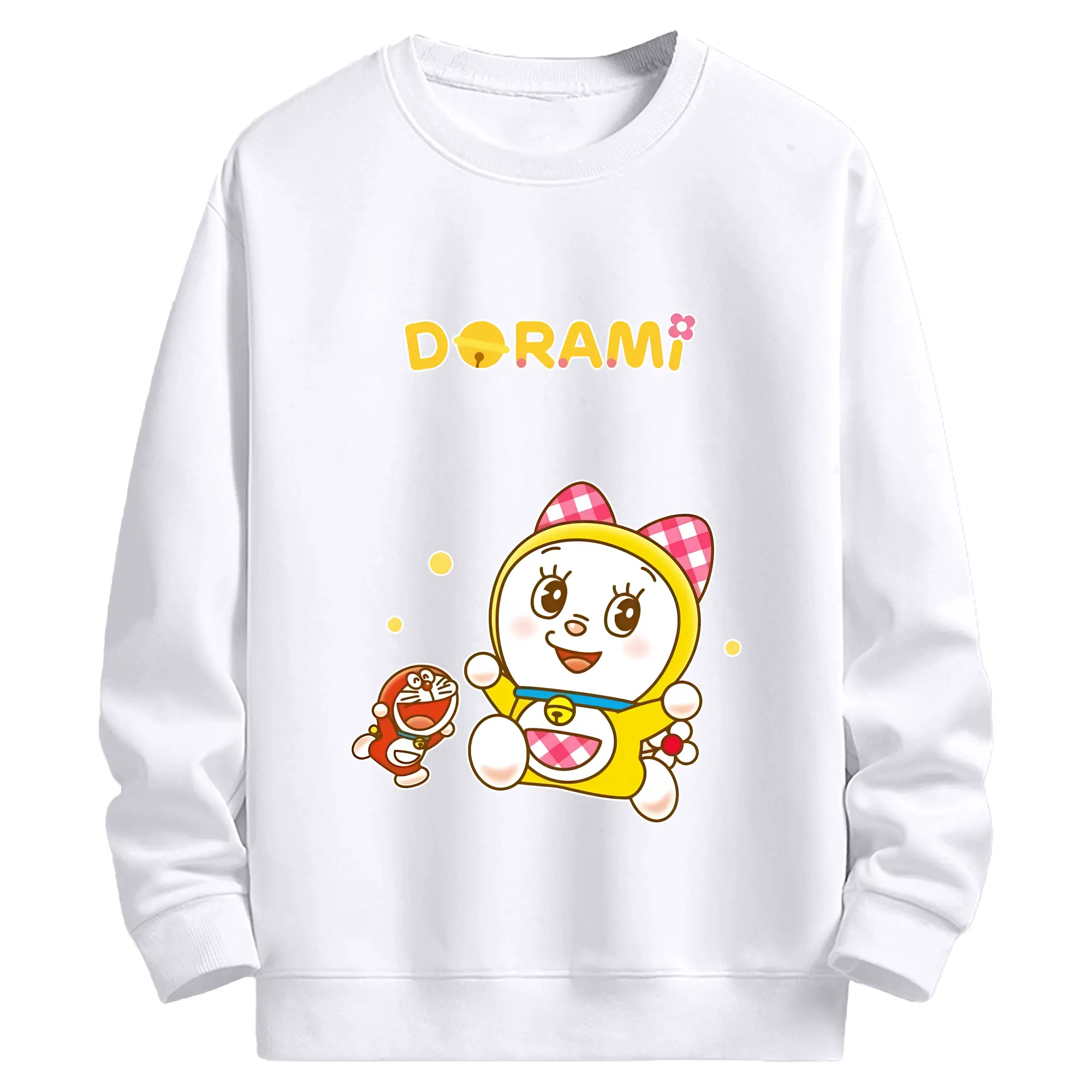 ドラえもん グッズ ドラミ - 高品質 クルーネック スウェット ・ コットン59％ ポリエステル41％ ・ ユニセックス 長袖 トレーナー ・ カジュアル デイリー スポーツ 散歩用