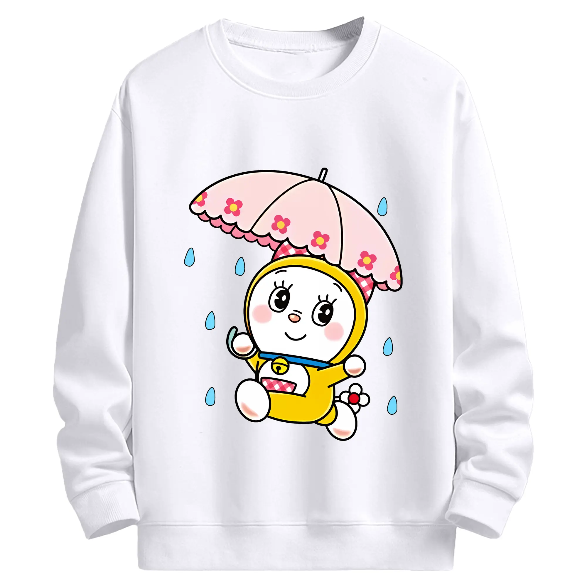 ドラえもん グッズ ドラミ - 高品質 クルーネック スウェット ・ コットン59％ ポリエステル41％ ・ ユニセックス 長袖 トレーナー ・ カジュアル デイリー スポーツ 散歩用