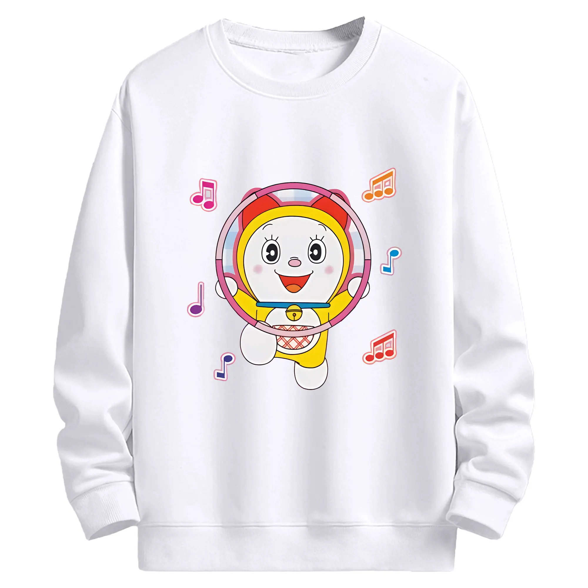 ドラえもん グッズ ドラミ - 高品質 クルーネック スウェット ・ コットン59％ ポリエステル41％ ・ ユニセックス 長袖 トレーナー ・ カジュアル デイリー スポーツ 散歩用