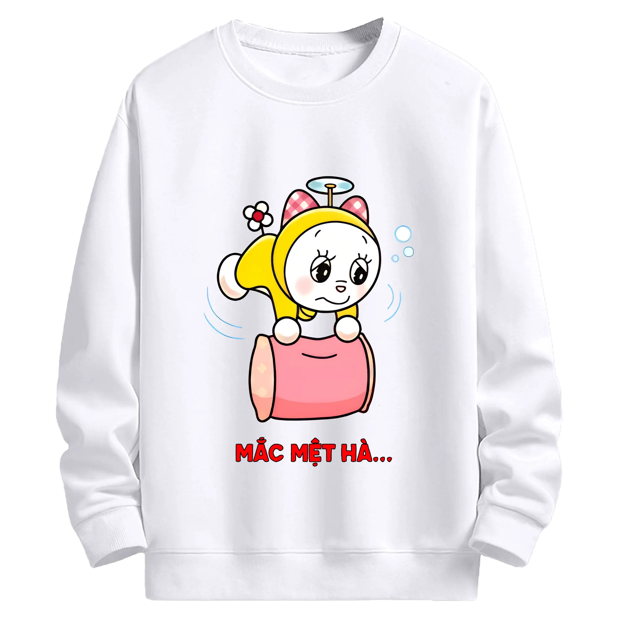 ドラえもん グッズ ドラミ - 高品質 クルーネック スウェット ・ コットン59％ ポリエステル41％ ・ ユニセックス 長袖 トレーナー ・ カジュアル デイリー スポーツ 散歩用