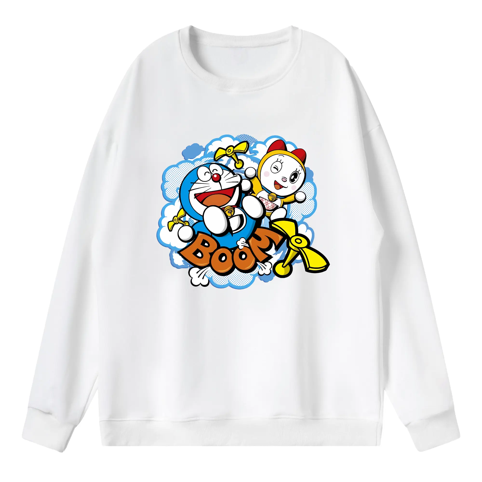 ドラえもん グッズ ドラミ - 薄手 クルーネック スウェット 裏毛260g · ポリエステル 春秋向け カジュアル 男女兼用 · トレーナー デイリー スポーツ 散歩に最適