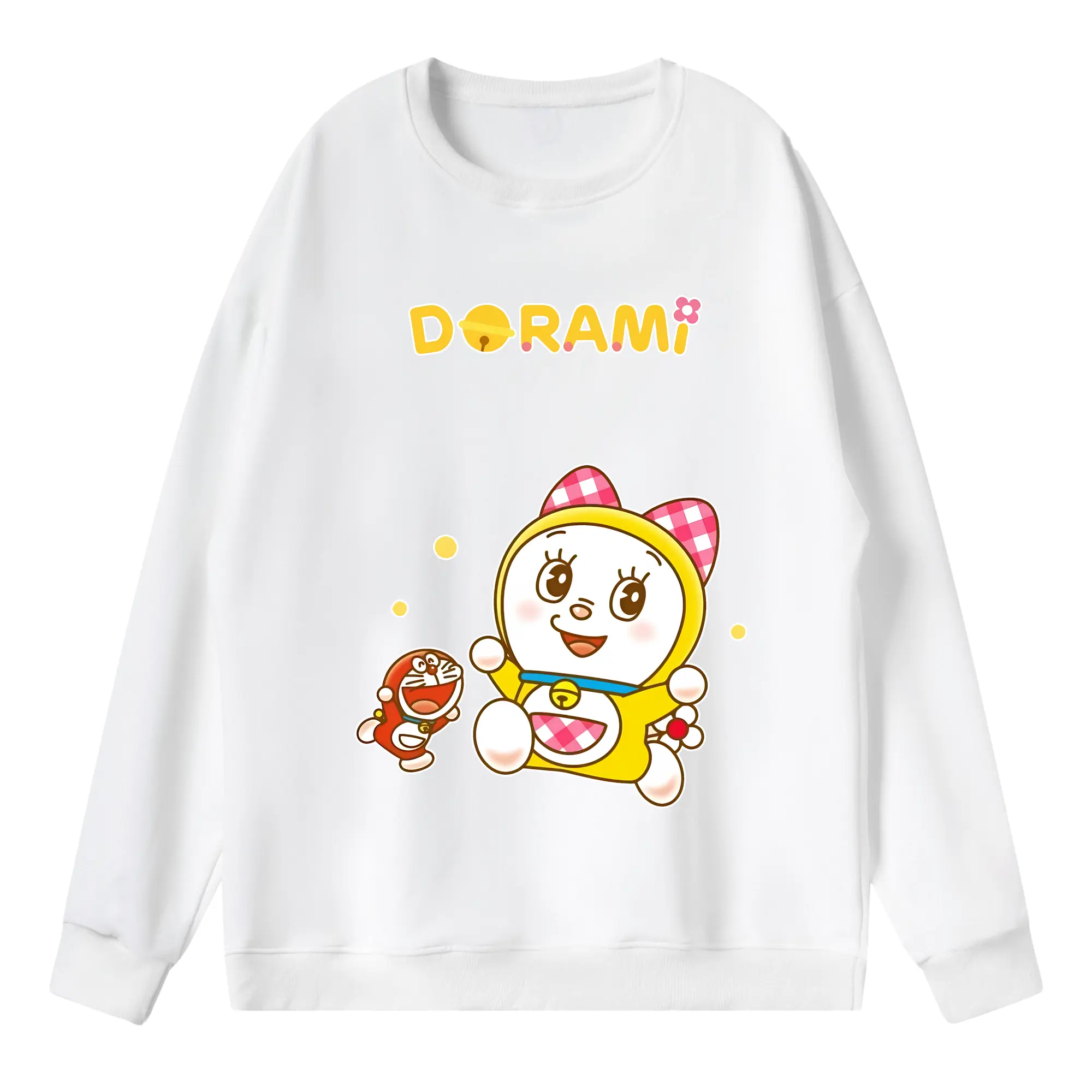 ドラえもん グッズ ドラミ - 薄手 クルーネック スウェット 裏毛260g · ポリエステル 春秋向け カジュアル 男女兼用 · トレーナー デイリー スポーツ 散歩に最適