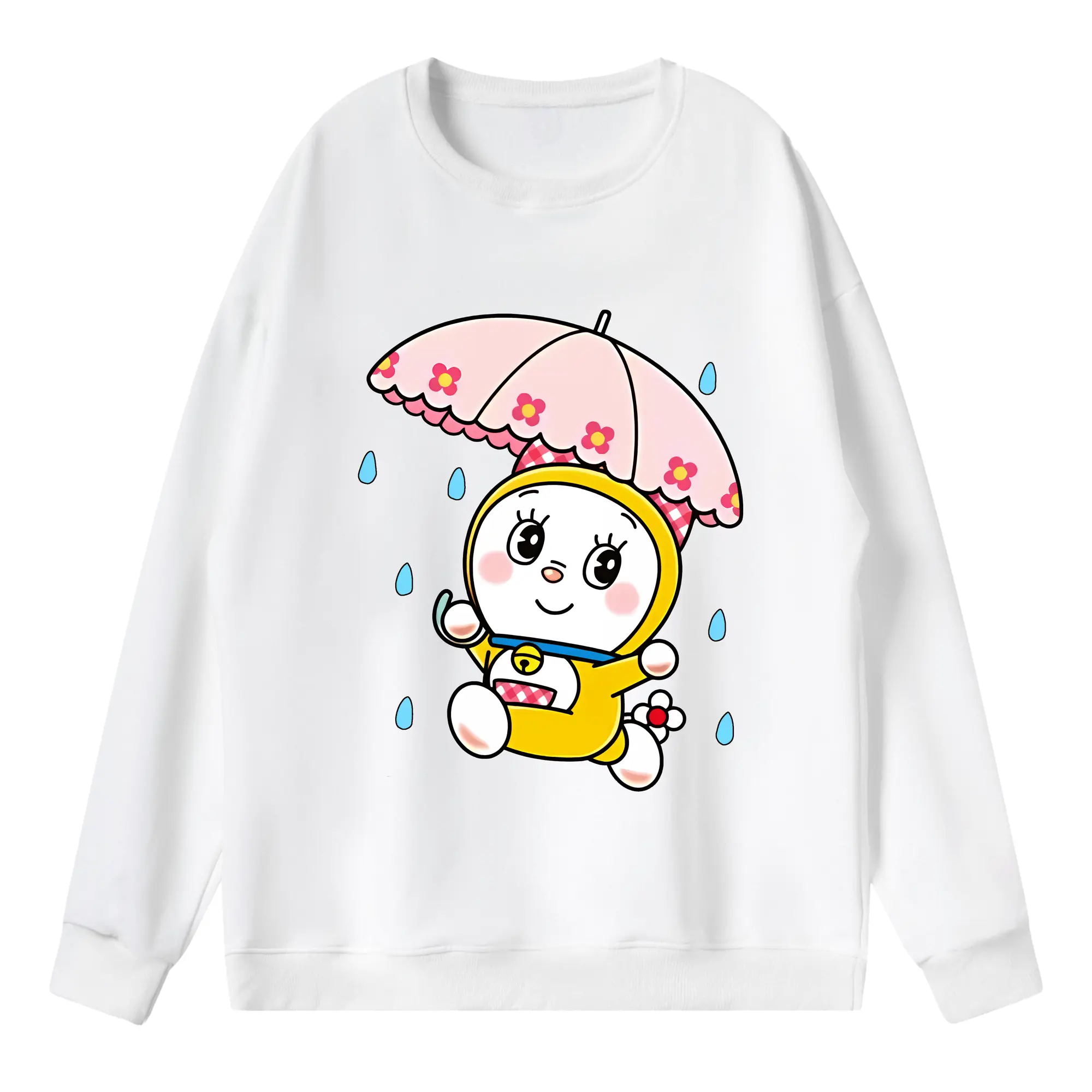 ドラえもん グッズ ドラミ - 薄手 クルーネック スウェット 裏毛260g · ポリエステル 春秋向け カジュアル 男女兼用 · トレーナー デイリー スポーツ 散歩に最適