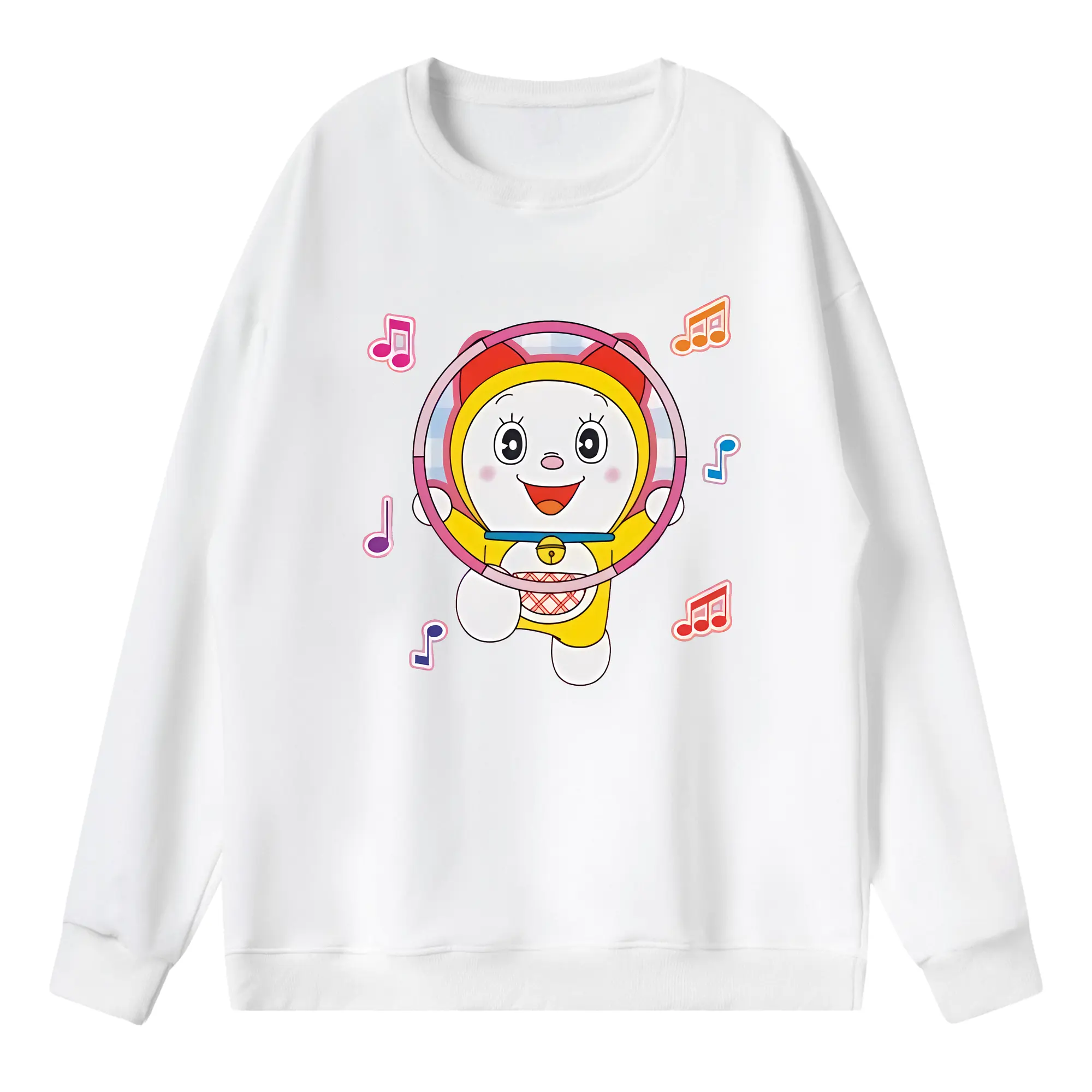 ドラえもん グッズ ドラミ - 薄手 クルーネック スウェット 裏毛260g · ポリエステル 春秋向け カジュアル 男女兼用 · トレーナー デイリー スポーツ 散歩に最適