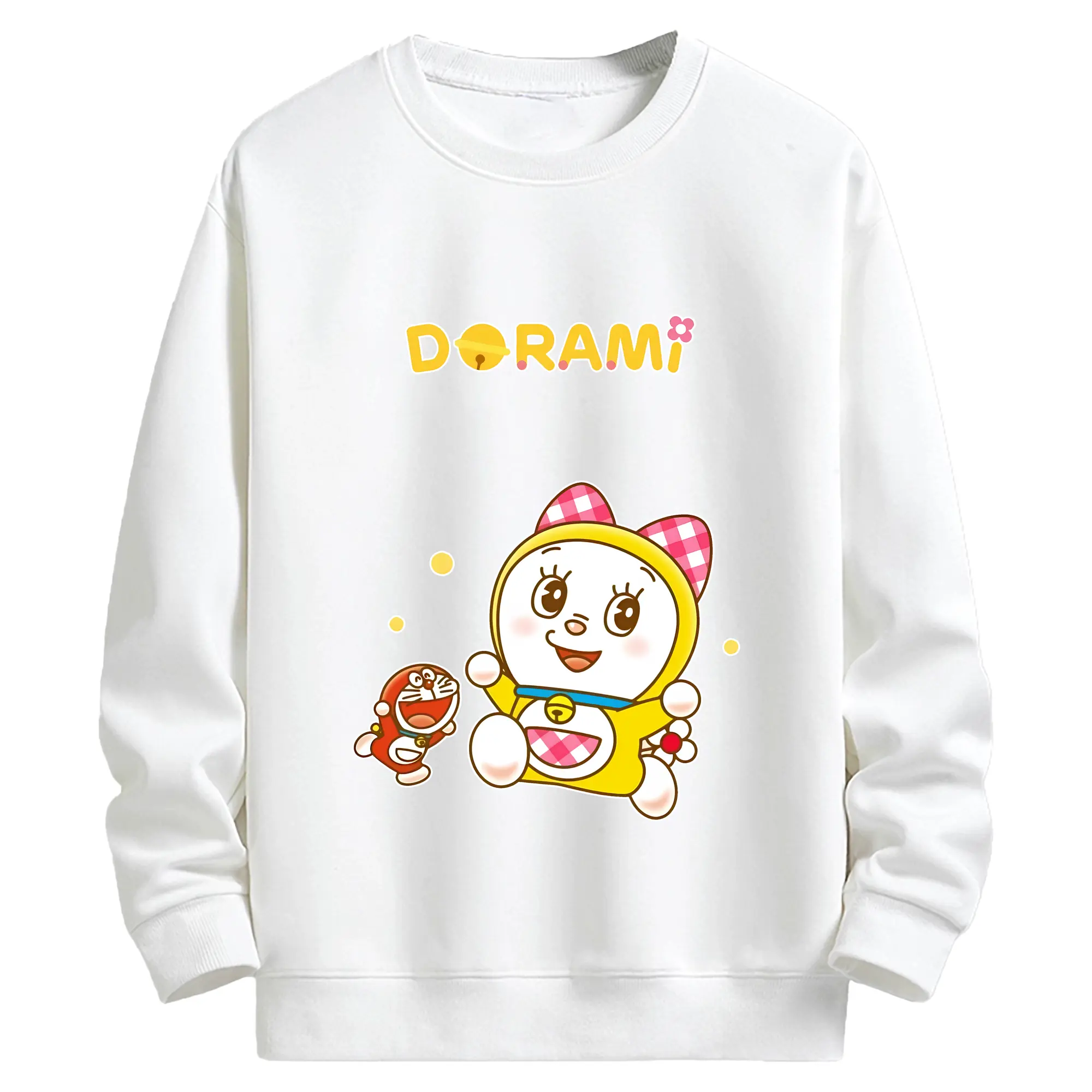 ドラえもん グッズ ドラミ - キッズ クルーネックスウェットシャツ ・ フロントプリント ・ 綿80％ ポリエステル20％ ・ 快適 通学 スポーツ 日常使い お散歩用