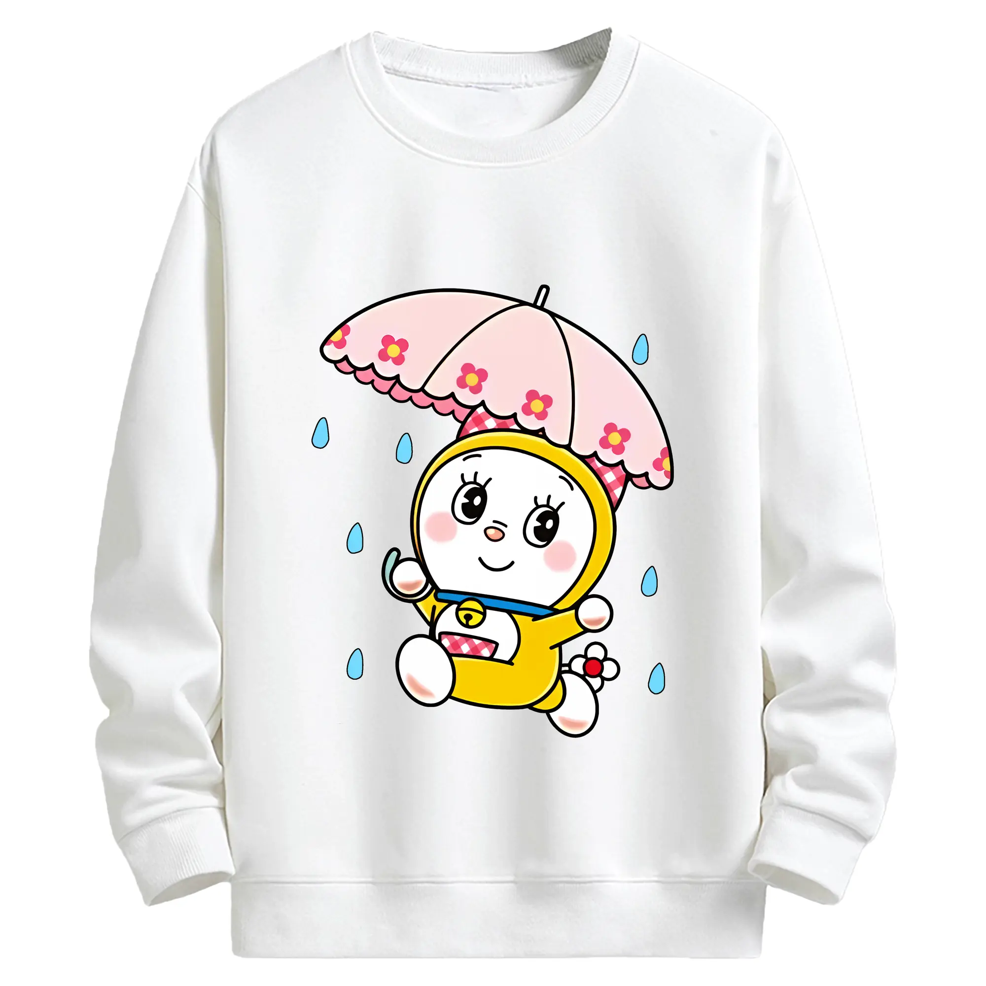 ドラえもん グッズ ドラミ - キッズ クルーネックスウェットシャツ ・ フロントプリント ・ 綿80％ ポリエステル20％ ・ 快適 通学 スポーツ 日常使い お散歩用