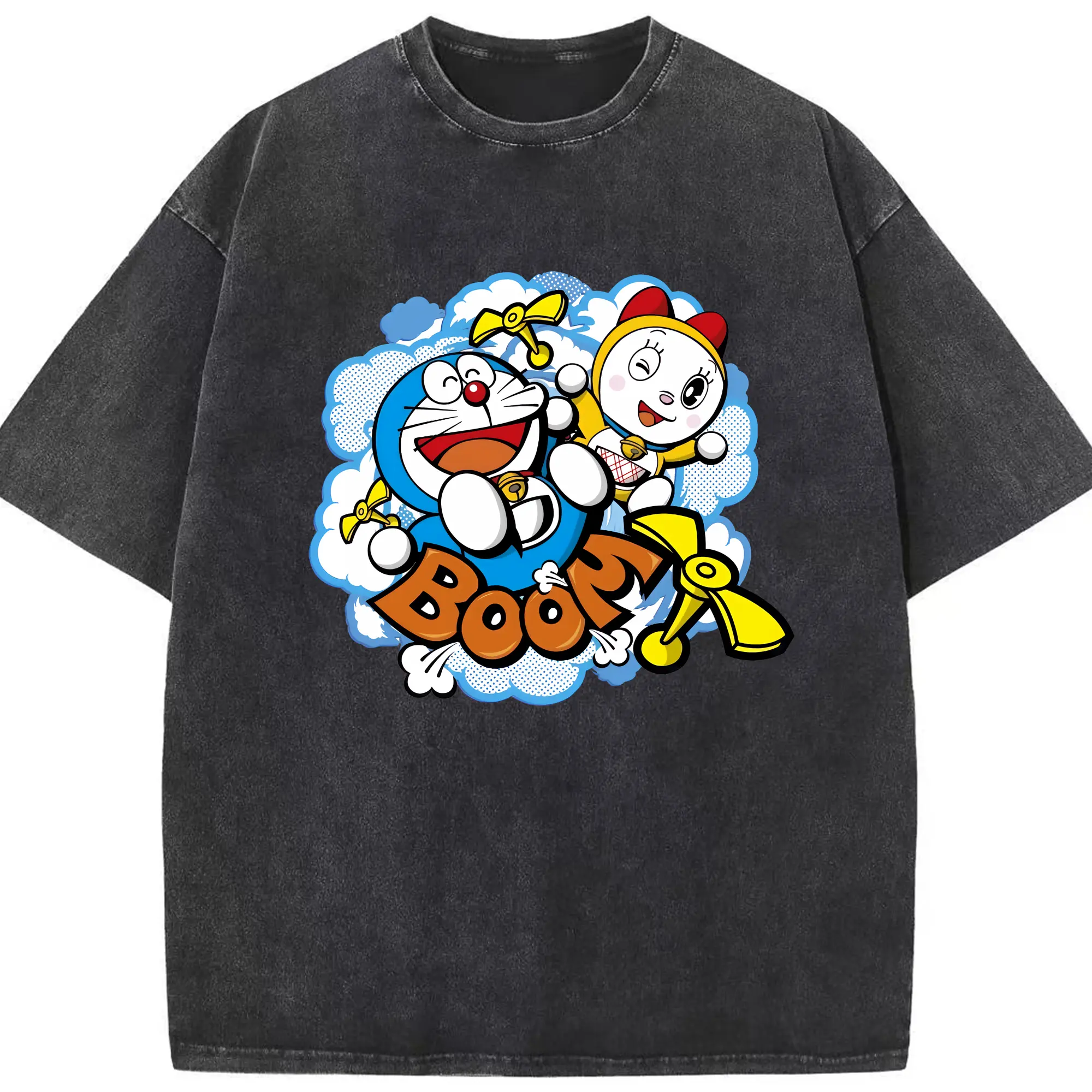 ドラえもん グッズ ドラミ - 綿100％ ヴィンテージ風 半袖Tシャツ ・ フロントプリント ・ 柔らか肌触り ・ 通気性 快適 ・ スポーツ カジュアル 外出用