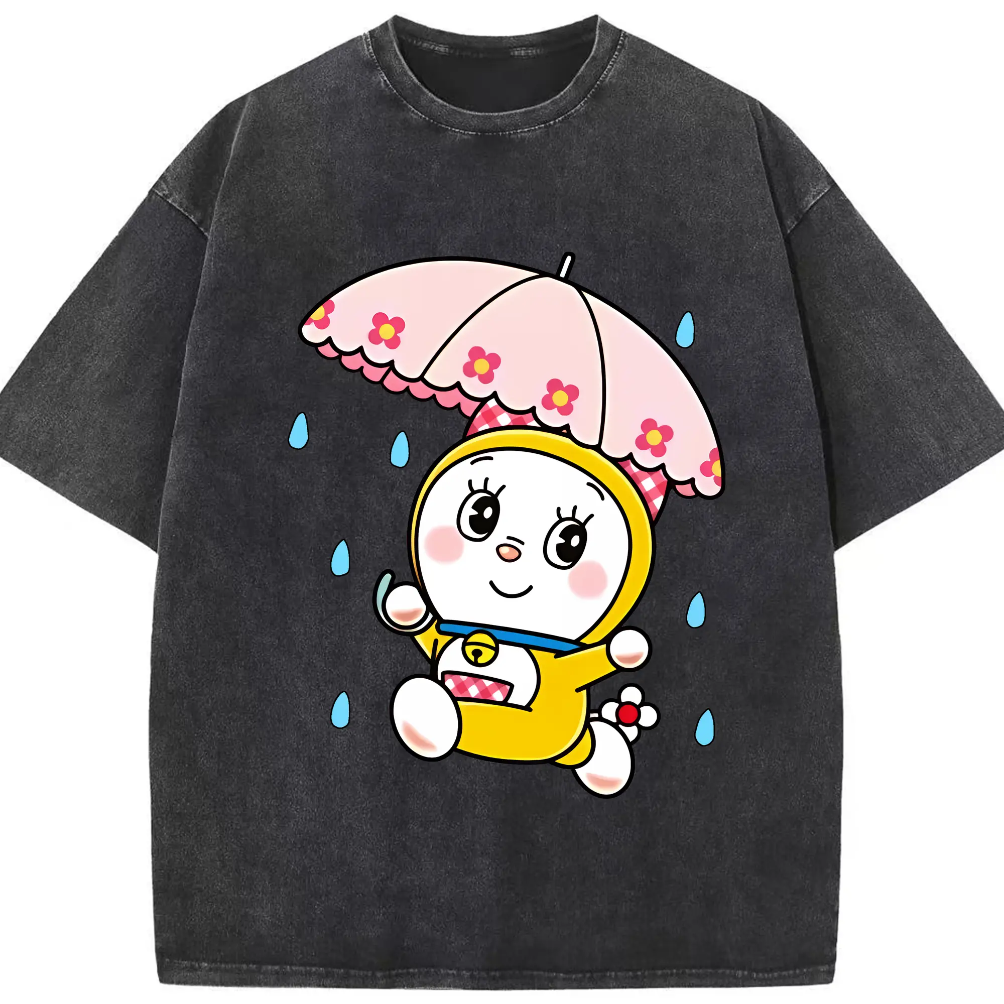 ドラえもん グッズ ドラミ - 綿100％ ヴィンテージ風 半袖Tシャツ ・ フロントプリント ・ 柔らか肌触り ・ 通気性 快適 ・ スポーツ カジュアル 外出用