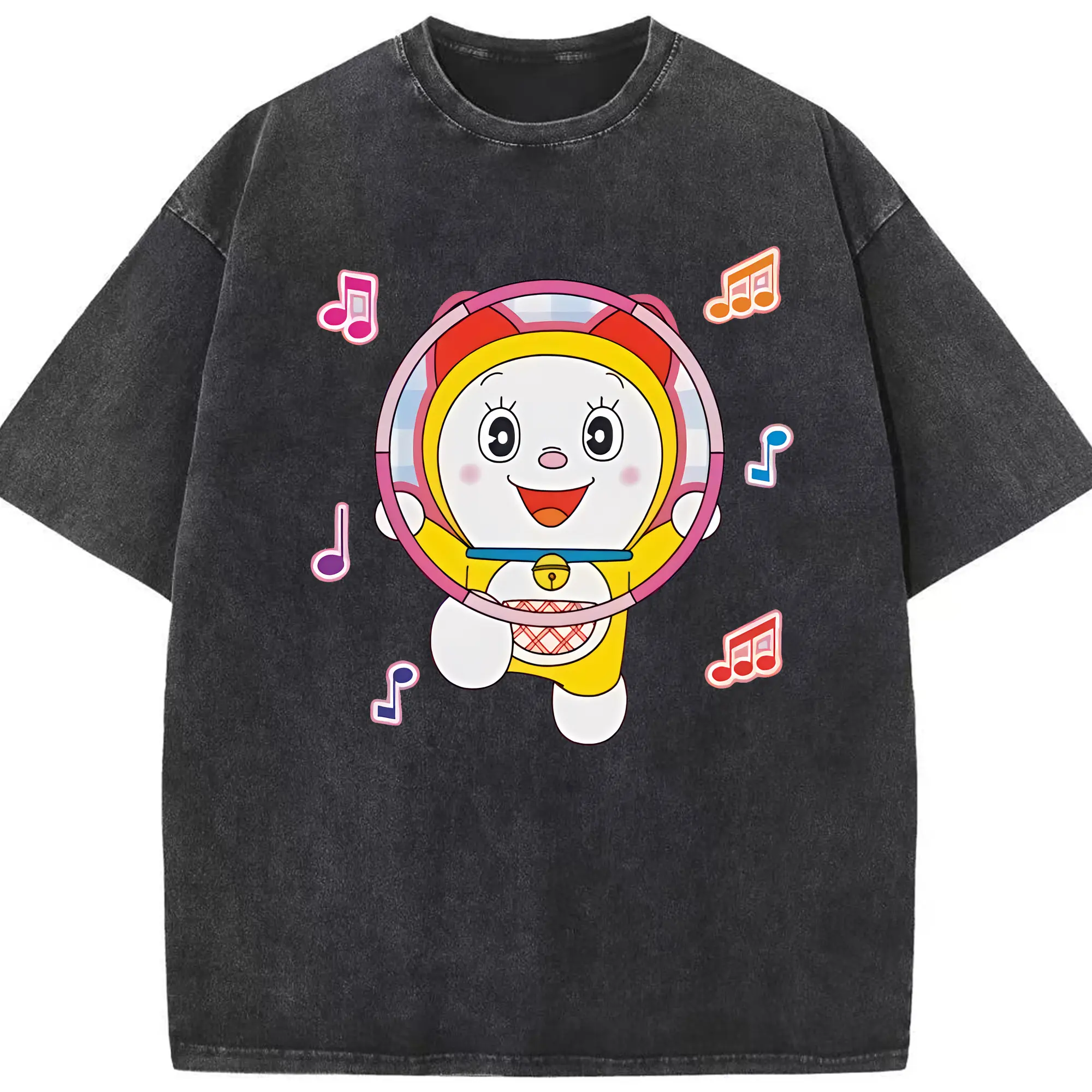 ドラえもん グッズ ドラミ - 綿100％ ヴィンテージ風 半袖Tシャツ ・ フロントプリント ・ 柔らか肌触り ・ 通気性 快適 ・ スポーツ カジュアル 外出用