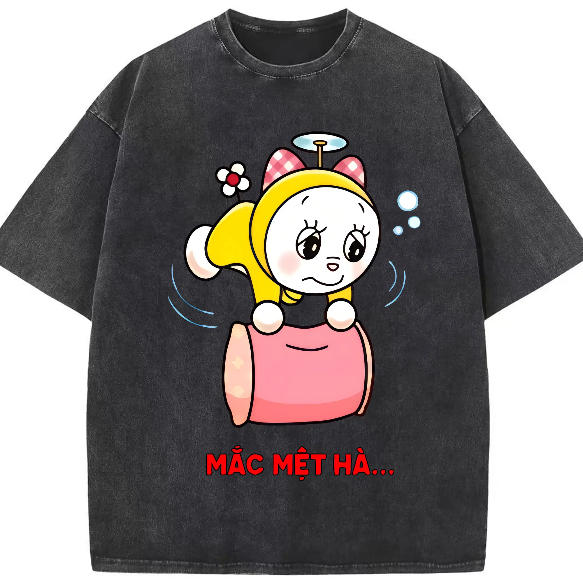 ドラえもん グッズ ドラミ - 綿100％ ヴィンテージ風 半袖Tシャツ ・ フロントプリント ・ 柔らか肌触り ・ 通気性 快適 ・ スポーツ カジュアル 外出用