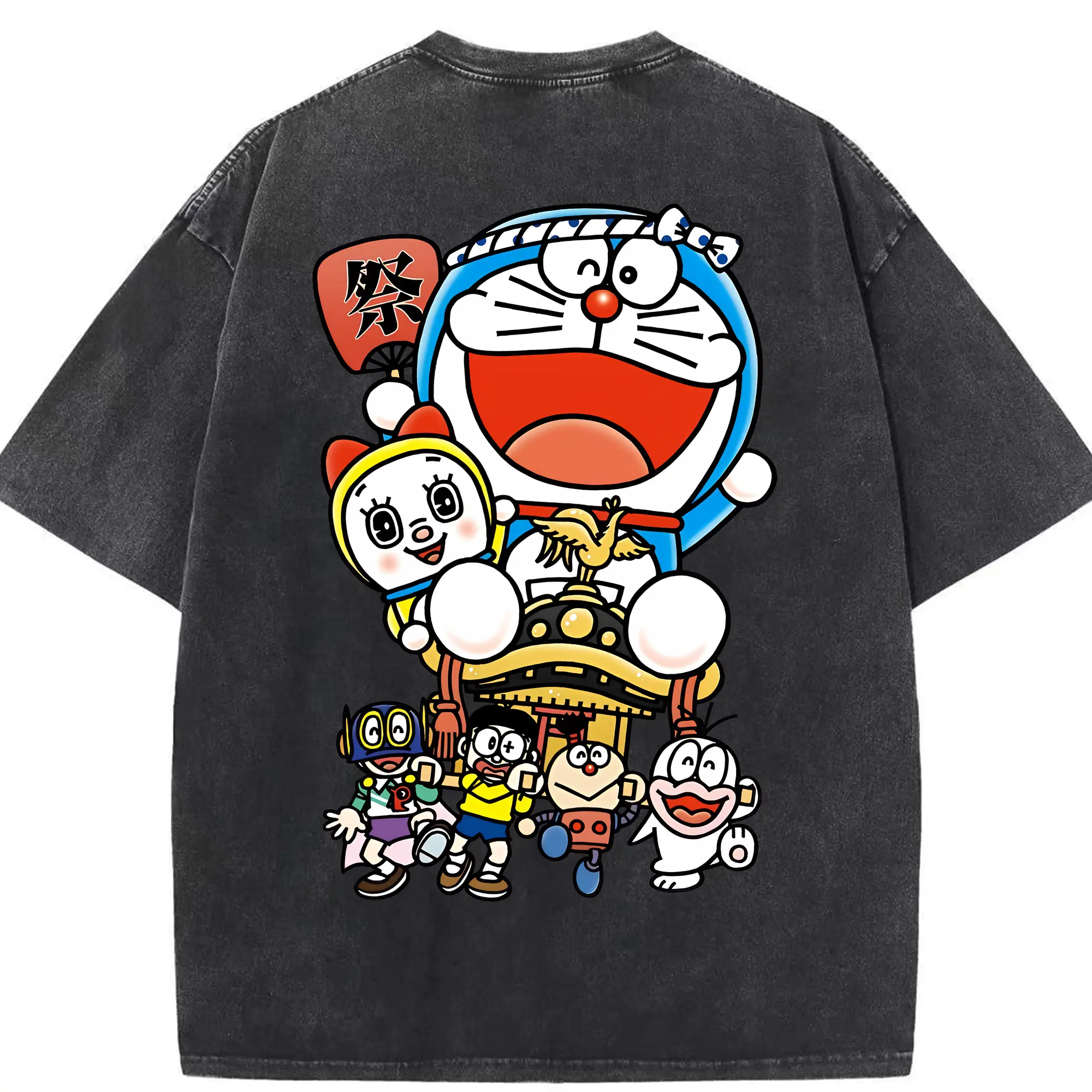 ドラえもん グッズ ドラミ - 綿100％ ヴィンテージ風 半袖Tシャツ ・ 背面プリント ・ 柔らか肌触り ・ 通気性 快適 ・ スポーツ カジュアル 外出用