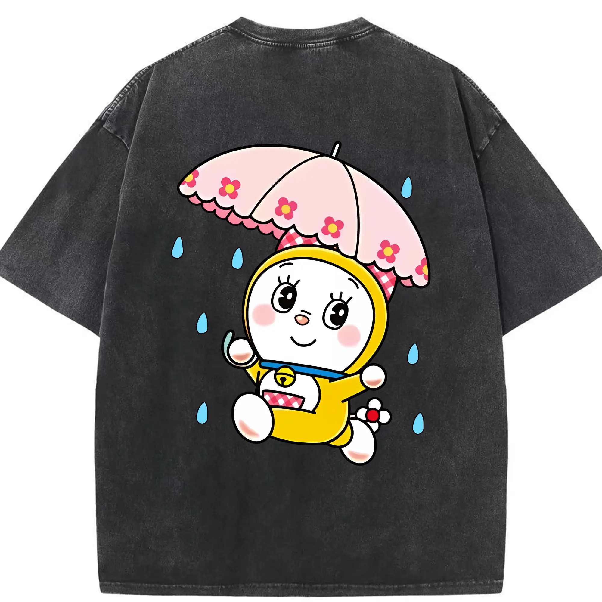 ドラえもん グッズ ドラミ - 綿100％ ヴィンテージ風 半袖Tシャツ ・ 背面プリント ・ 柔らか肌触り ・ 通気性 快適 ・ スポーツ カジュアル 外出用