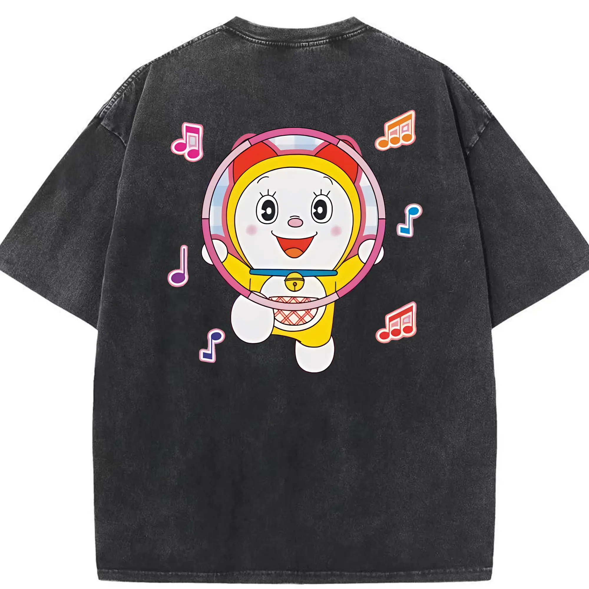 ドラえもん グッズ ドラミ - 綿100％ ヴィンテージ風 半袖Tシャツ ・ 背面プリント ・ 柔らか肌触り ・ 通気性 快適 ・ スポーツ カジュアル 外出用