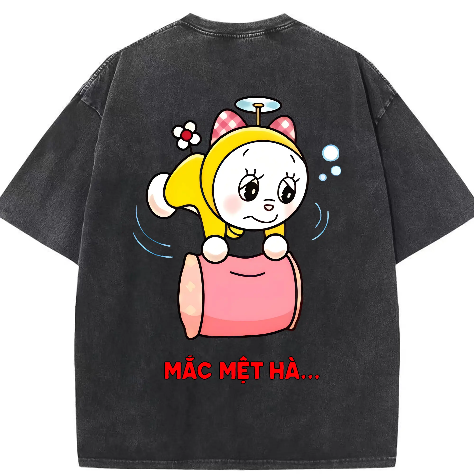 ドラえもん グッズ ドラミ - 綿100％ ヴィンテージ風 半袖Tシャツ ・ 背面プリント ・ 柔らか肌触り ・ 通気性 快適 ・ スポーツ カジュアル 外出用