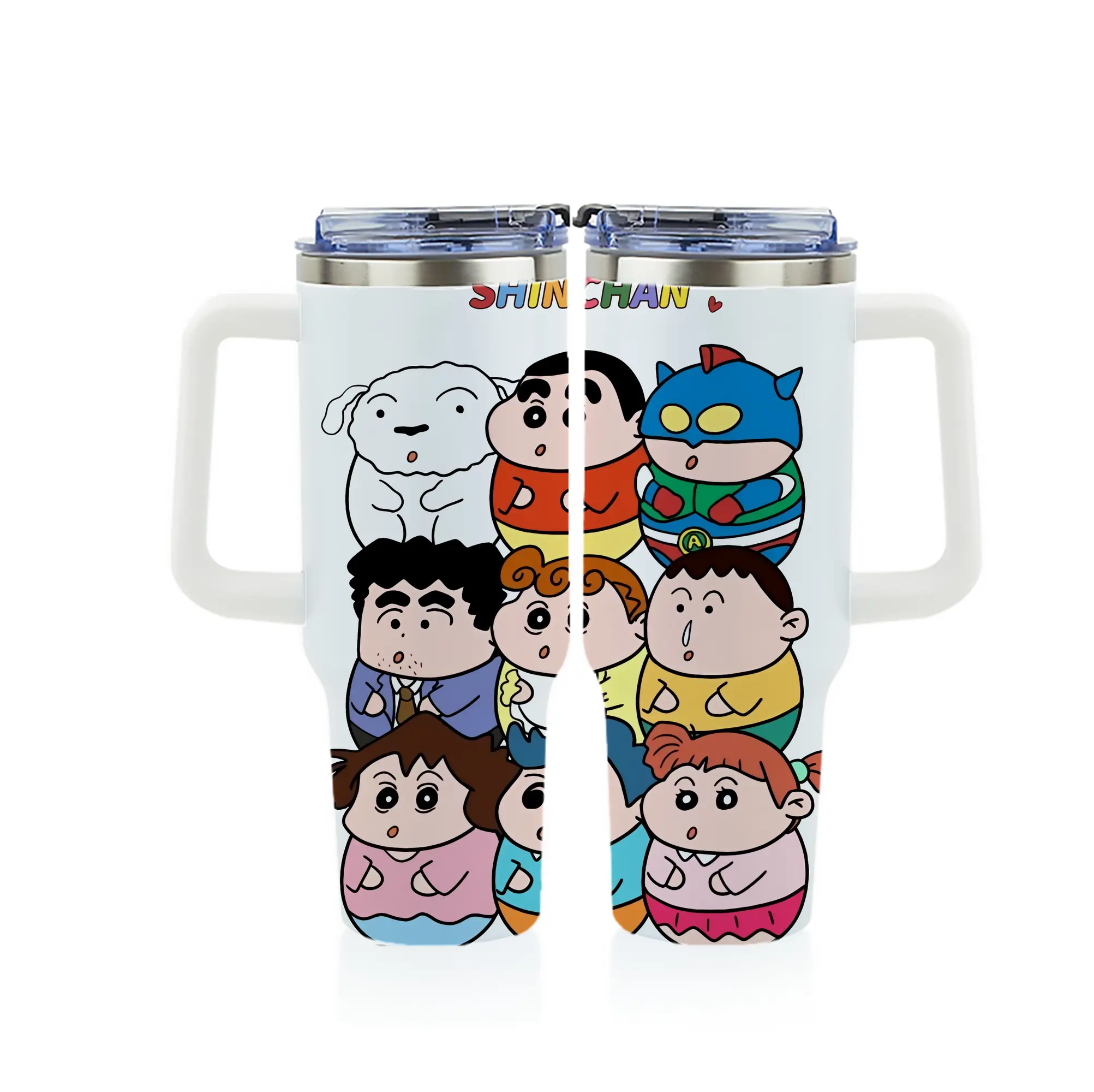 クレヨンしんちゃん グッズ 野原 しんのすけ - 1200mL フルプリント車用タンブラー ・ 304ステンレス 内側 ・ 201ステンレス 外側 ・ 保温 保冷 ・ 通勤 ドライブ アウトドア用