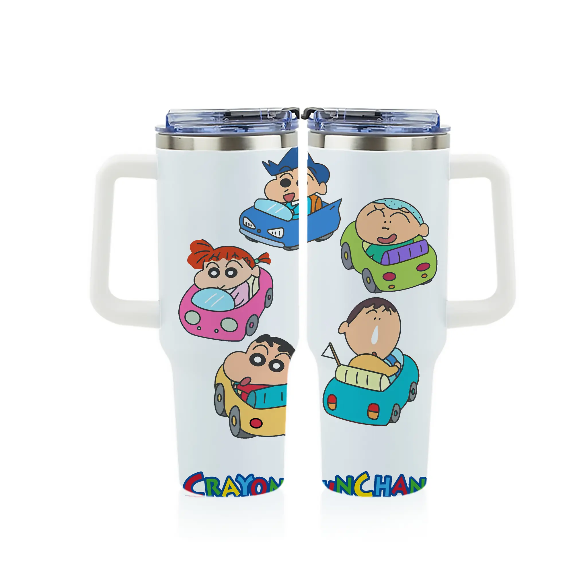クレヨンしんちゃん グッズ 野原 しんのすけ - 1200mL フルプリント車用タンブラー ・ 304ステンレス 内側 ・ 201ステンレス 外側 ・ 保温 保冷 ・ 通勤 ドライブ アウトドア用
