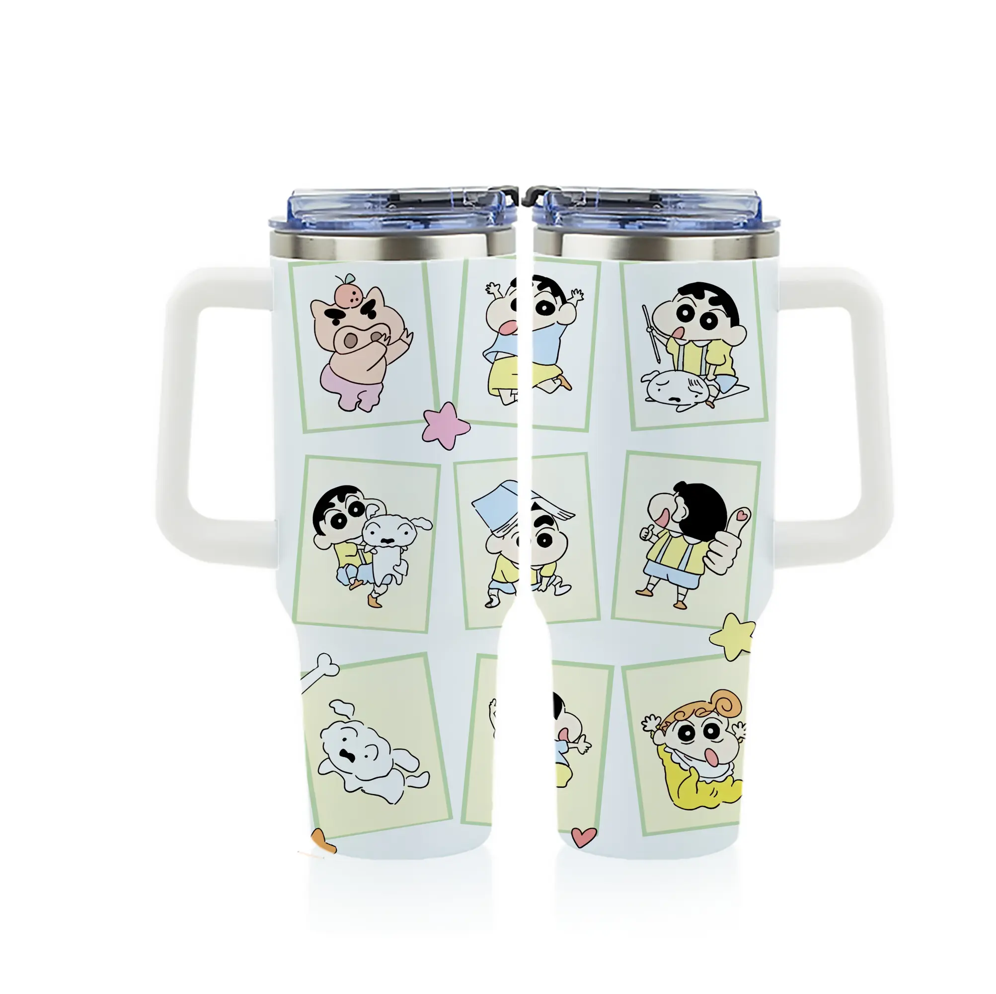 クレヨンしんちゃん グッズ 野原 しんのすけ - 1200mL フルプリント車用タンブラー ・ 304ステンレス 内側 ・ 201ステンレス 外側 ・ 保温 保冷 ・ 通勤 ドライブ アウトドア用