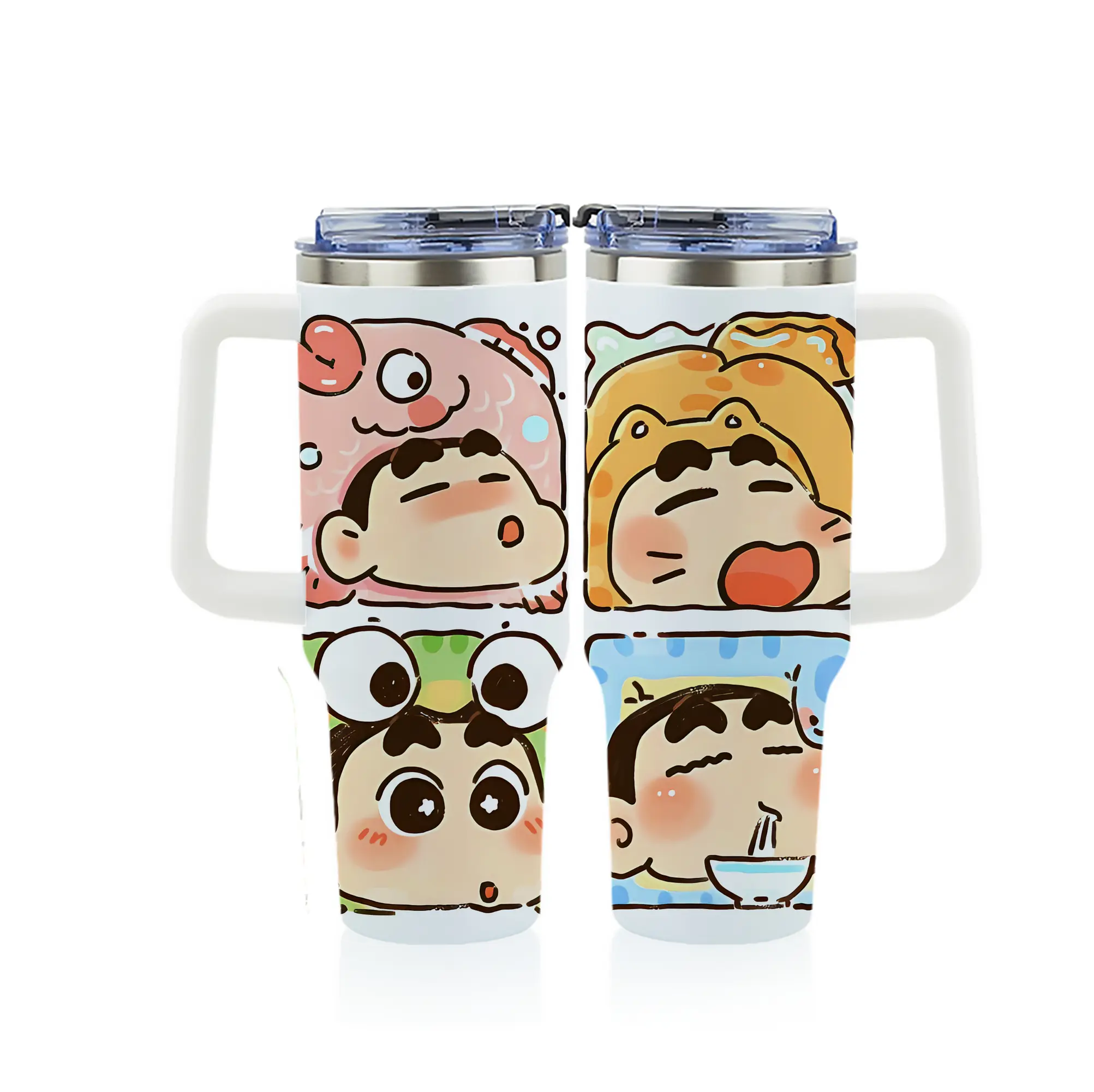 クレヨンしんちゃん グッズ 野原 しんのすけ - 1200mL フルプリント車用タンブラー ・ 304ステンレス 内側 ・ 201ステンレス 外側 ・ 保温 保冷 ・ 通勤 ドライブ アウトドア用