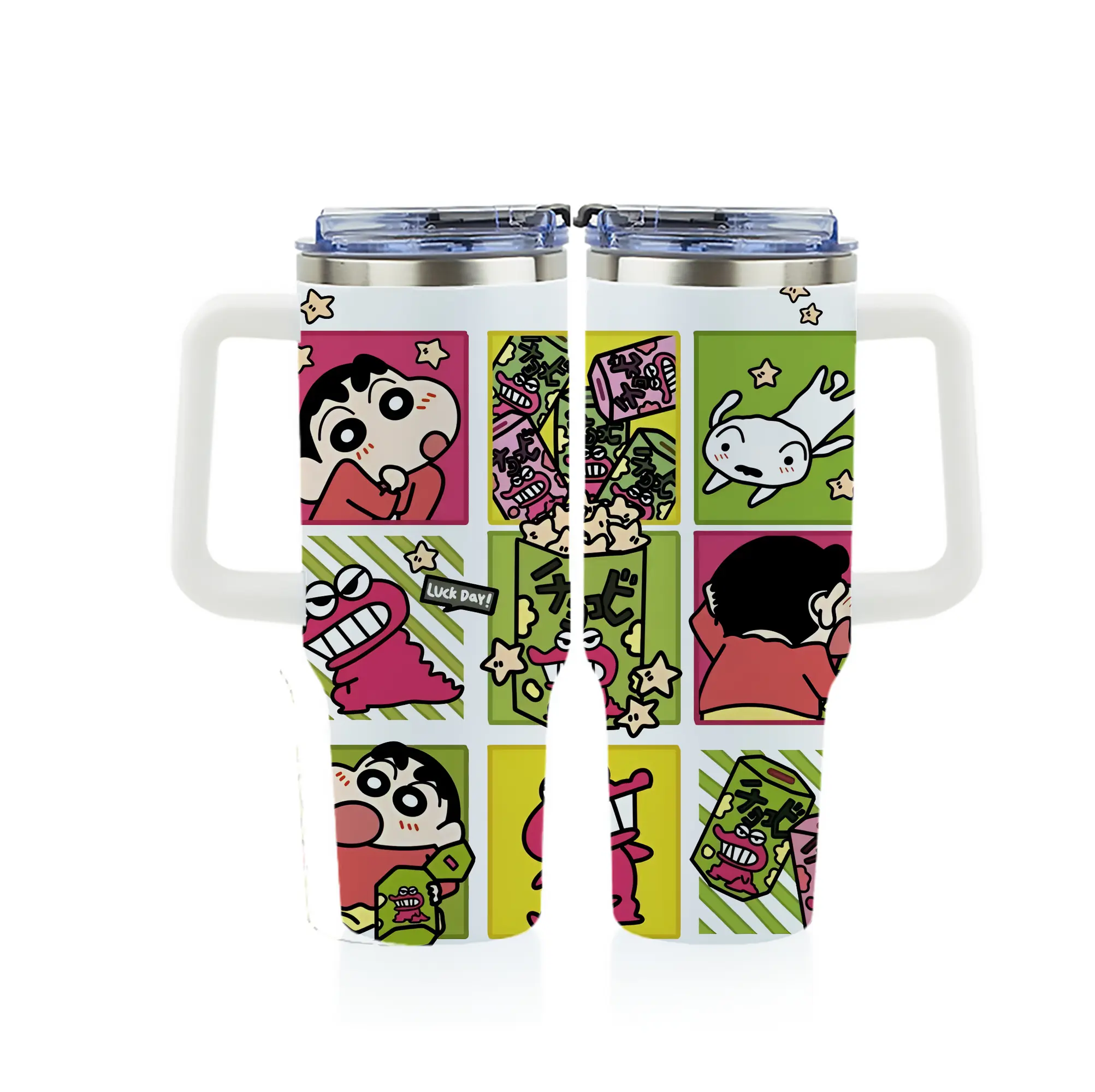 クレヨンしんちゃん グッズ 野原 しんのすけ - 1200mL フルプリント車用タンブラー ・ 304ステンレス 内側 ・ 201ステンレス 外側 ・ 保温 保冷 ・ 通勤 ドライブ アウトドア用