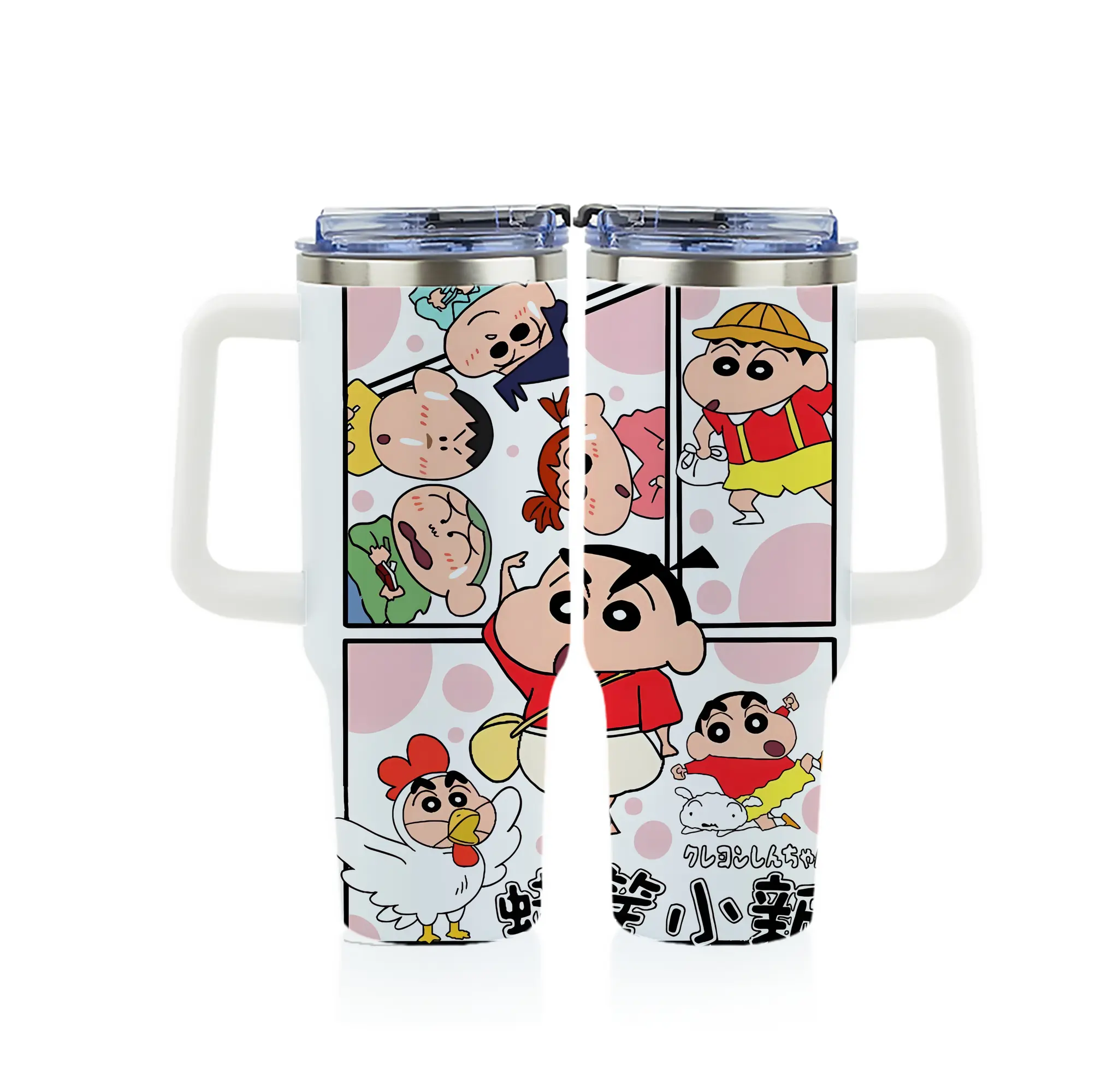 クレヨンしんちゃん グッズ 野原 しんのすけ - 1200mL フルプリント車用タンブラー ・ 304ステンレス 内側 ・ 201ステンレス 外側 ・ 保温 保冷 ・ 通勤 ドライブ アウトドア用