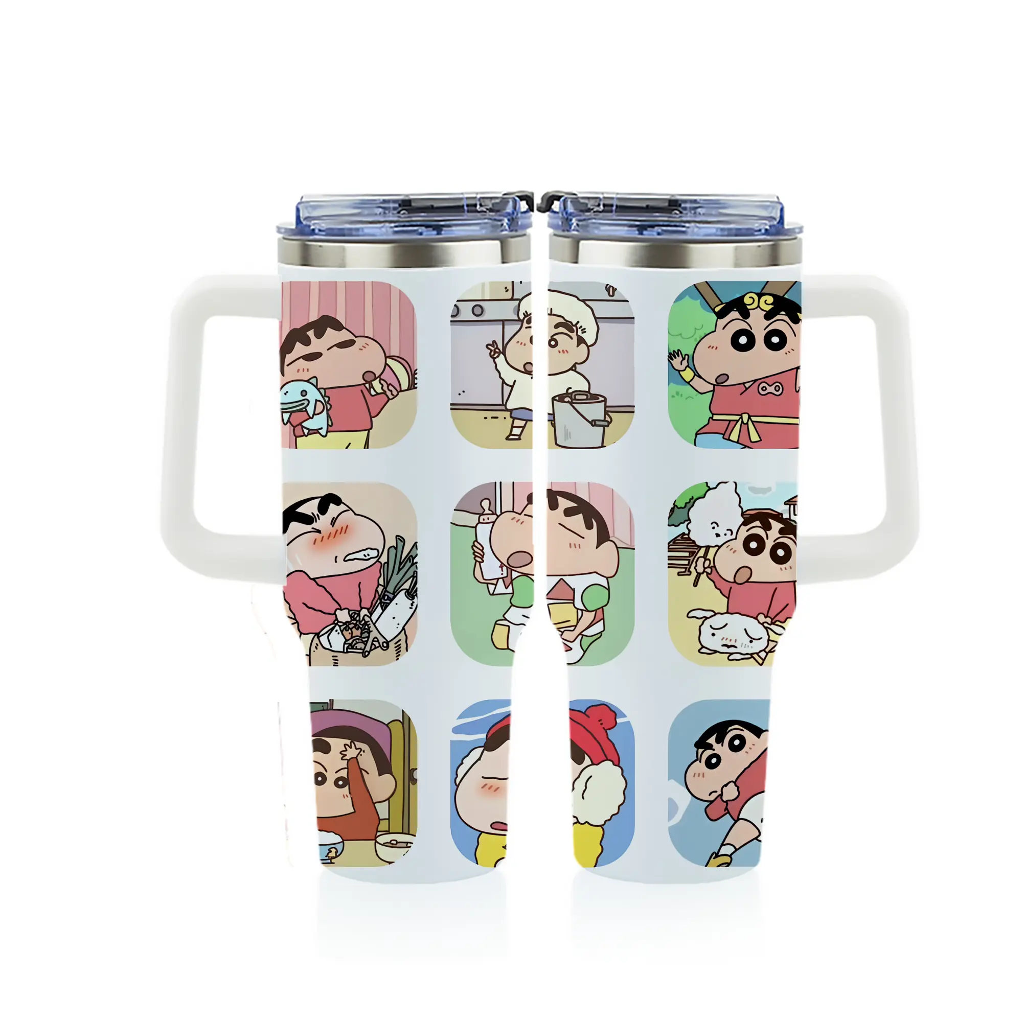 クレヨンしんちゃん グッズ 野原 しんのすけ - 1200mL フルプリント車用タンブラー ・ 304ステンレス 内側 ・ 201ステンレス 外側 ・ 保温 保冷 ・ 通勤 ドライブ アウトドア用