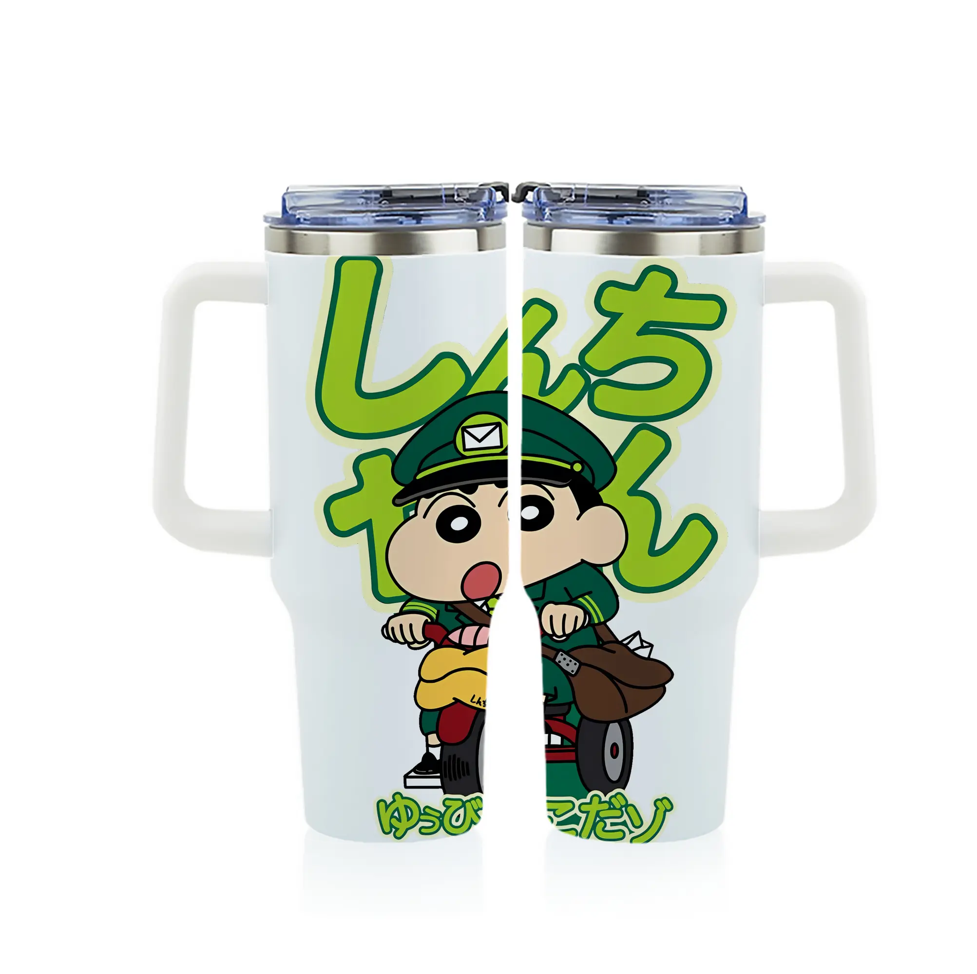 クレヨンしんちゃん グッズ 野原 しんのすけ - 1200mL フルプリント車用タンブラー ・ 304ステンレス 内側 ・ 201ステンレス 外側 ・ 保温 保冷 ・ 通勤 ドライブ アウトドア用