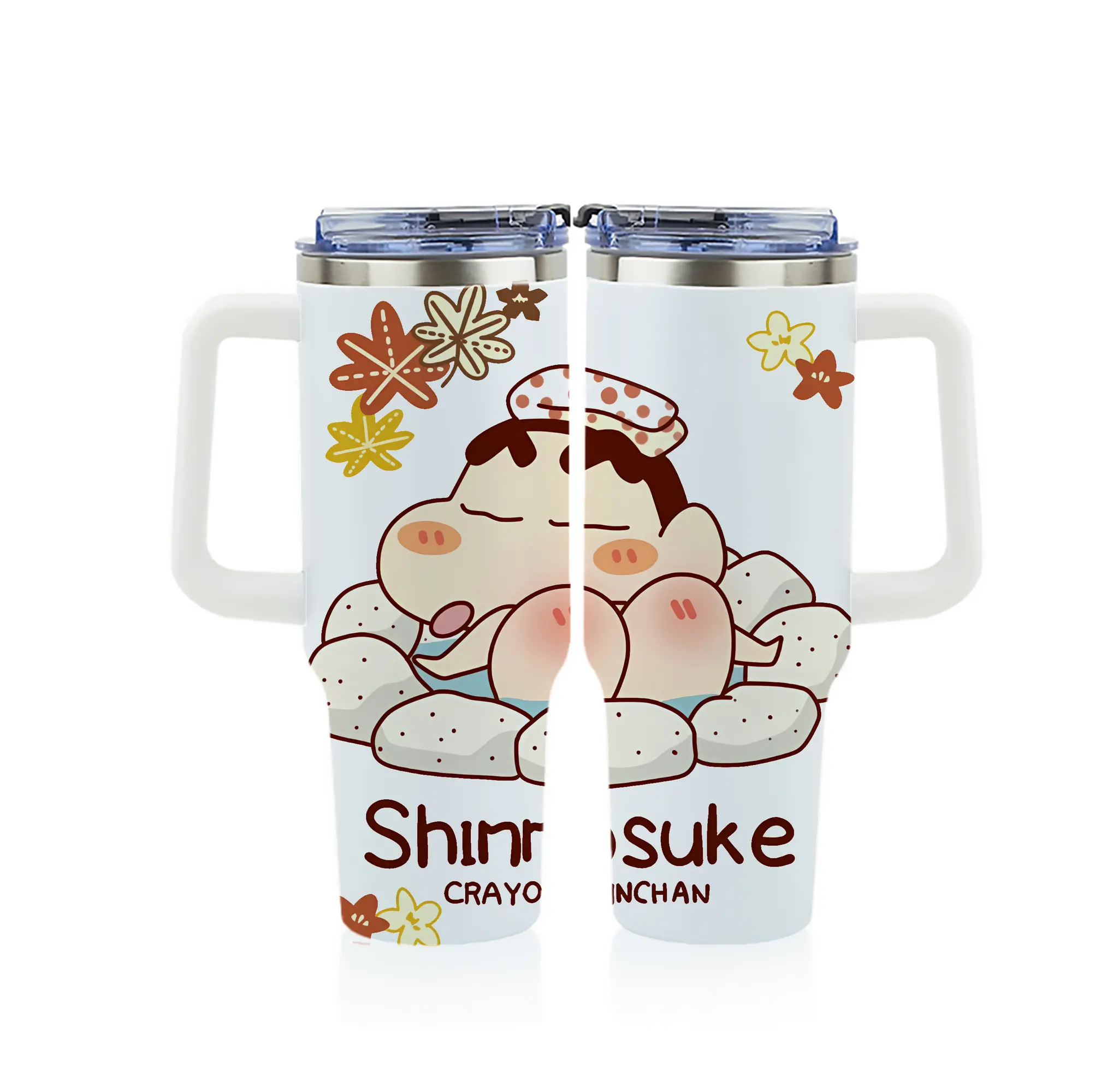 クレヨンしんちゃん グッズ 野原 しんのすけ - 1200mL フルプリント車用タンブラー ・ 304ステンレス 内側 ・ 201ステンレス 外側 ・ 保温 保冷 ・ 通勤 ドライブ アウトドア用