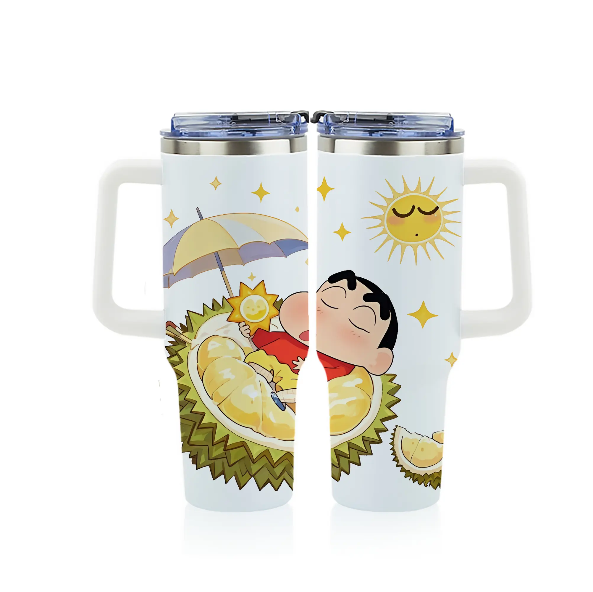 クレヨンしんちゃん グッズ 野原 しんのすけ - 1200mL フルプリント車用タンブラー ・ 304ステンレス 内側 ・ 201ステンレス 外側 ・ 保温 保冷 ・ 通勤 ドライブ アウトドア用