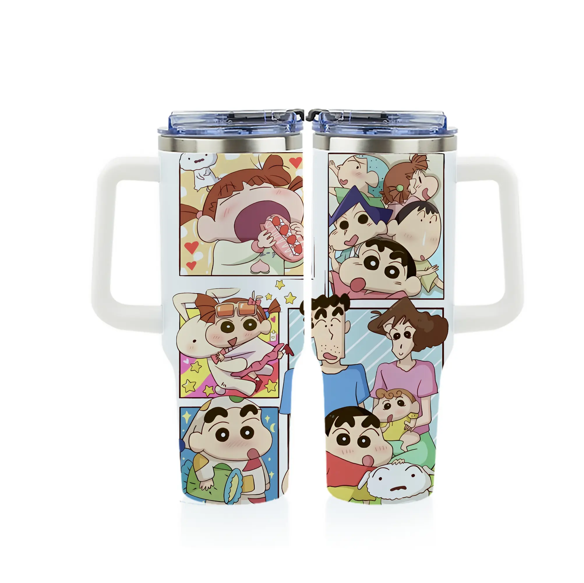 クレヨンしんちゃん グッズ 野原 しんのすけ - 1200mL フルプリント車用タンブラー ・ 304ステンレス 内側 ・ 201ステンレス 外側 ・ 保温 保冷 ・ 通勤 ドライブ アウトドア用