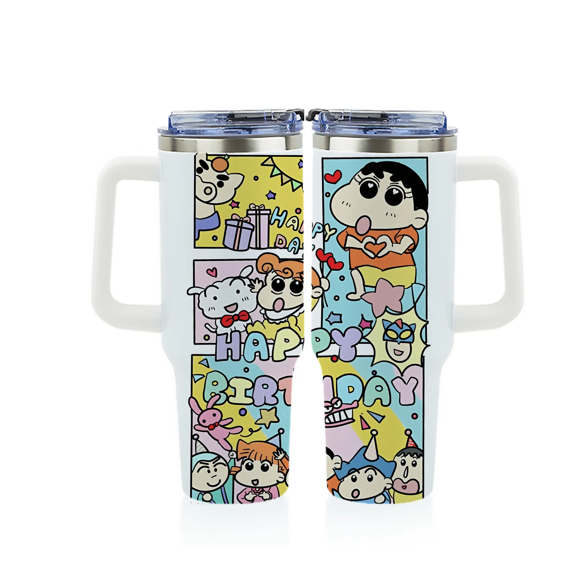 クレヨンしんちゃん グッズ 野原 しんのすけ - 1200mL フルプリント車用タンブラー ・ 304ステンレス 内側 ・ 201ステンレス 外側 ・ 保温 保冷 ・ 通勤 ドライブ アウトドア用