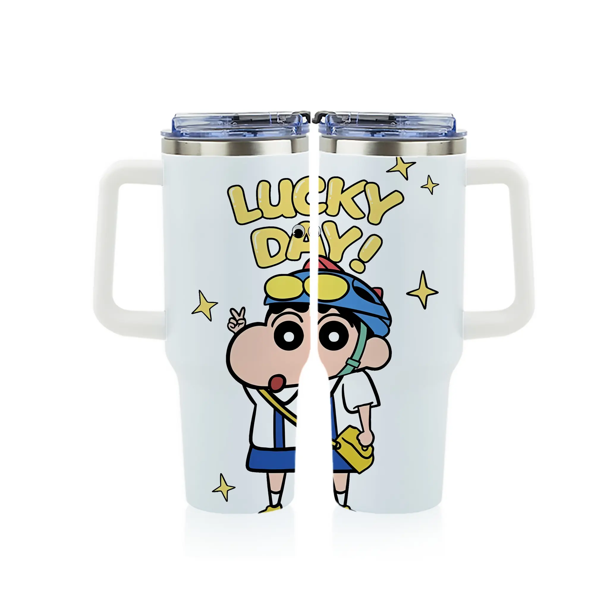 クレヨンしんちゃん グッズ 野原 しんのすけ - 1200mL フルプリント車用タンブラー ・ 304ステンレス 内側 ・ 201ステンレス 外側 ・ 保温 保冷 ・ 通勤 ドライブ アウトドア用