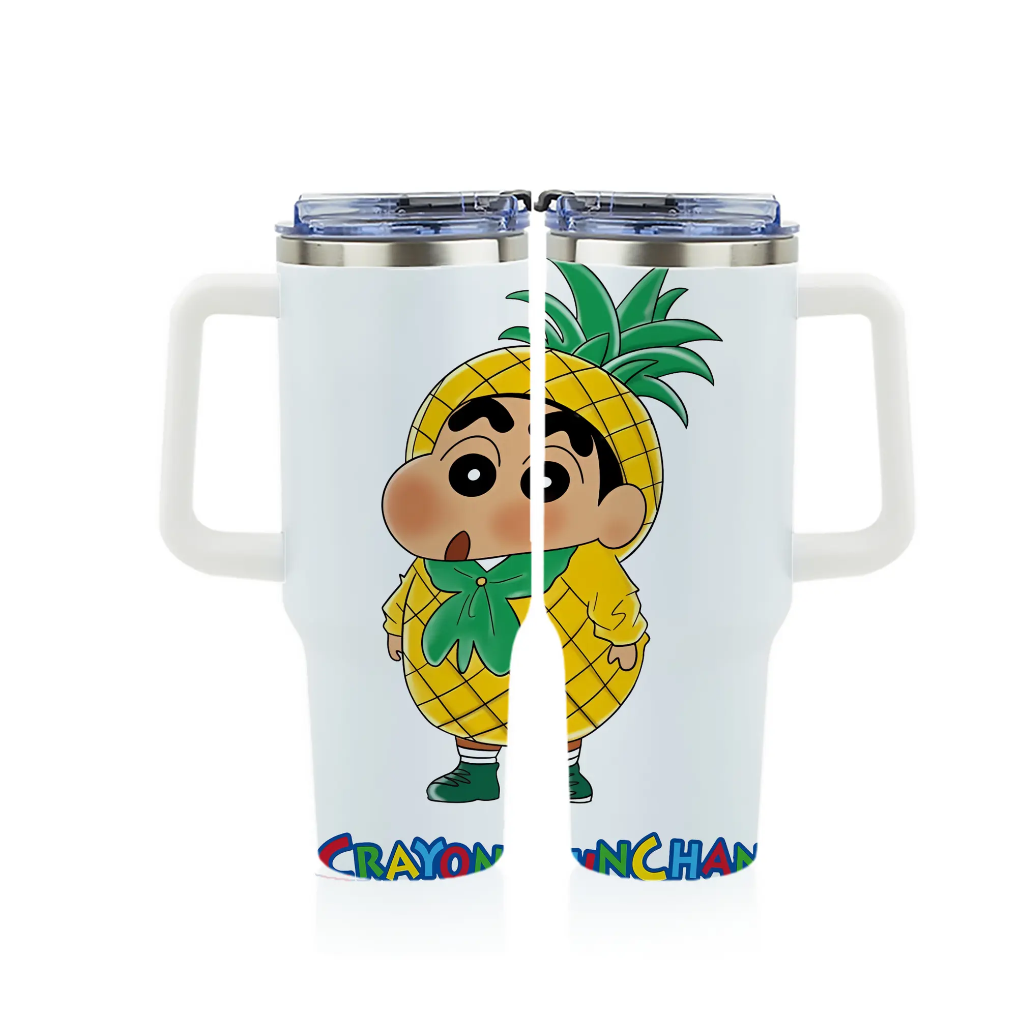 クレヨンしんちゃん グッズ 野原 しんのすけ - 1200mL フルプリント車用タンブラー ・ 304ステンレス 内側 ・ 201ステンレス 外側 ・ 保温 保冷 ・ 通勤 ドライブ アウトドア用