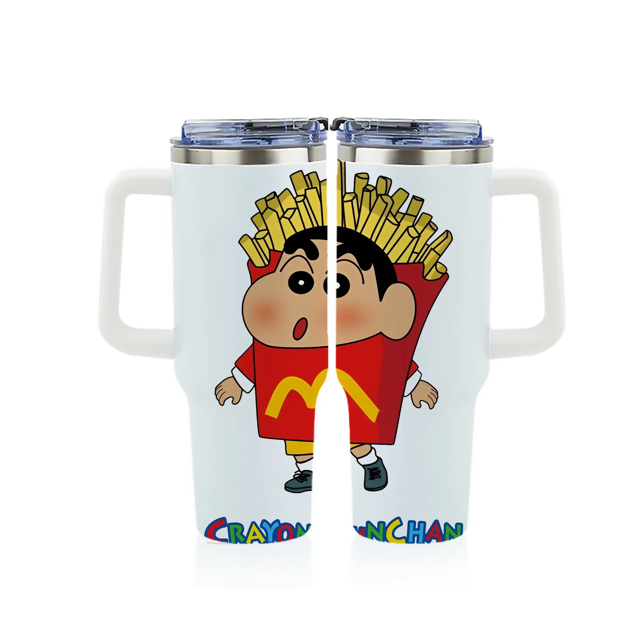 クレヨンしんちゃん グッズ 野原 しんのすけ - 1200mL フルプリント車用タンブラー ・ 304ステンレス 内側 ・ 201ステンレス 外側 ・ 保温 保冷 ・ 通勤 ドライブ アウトドア用