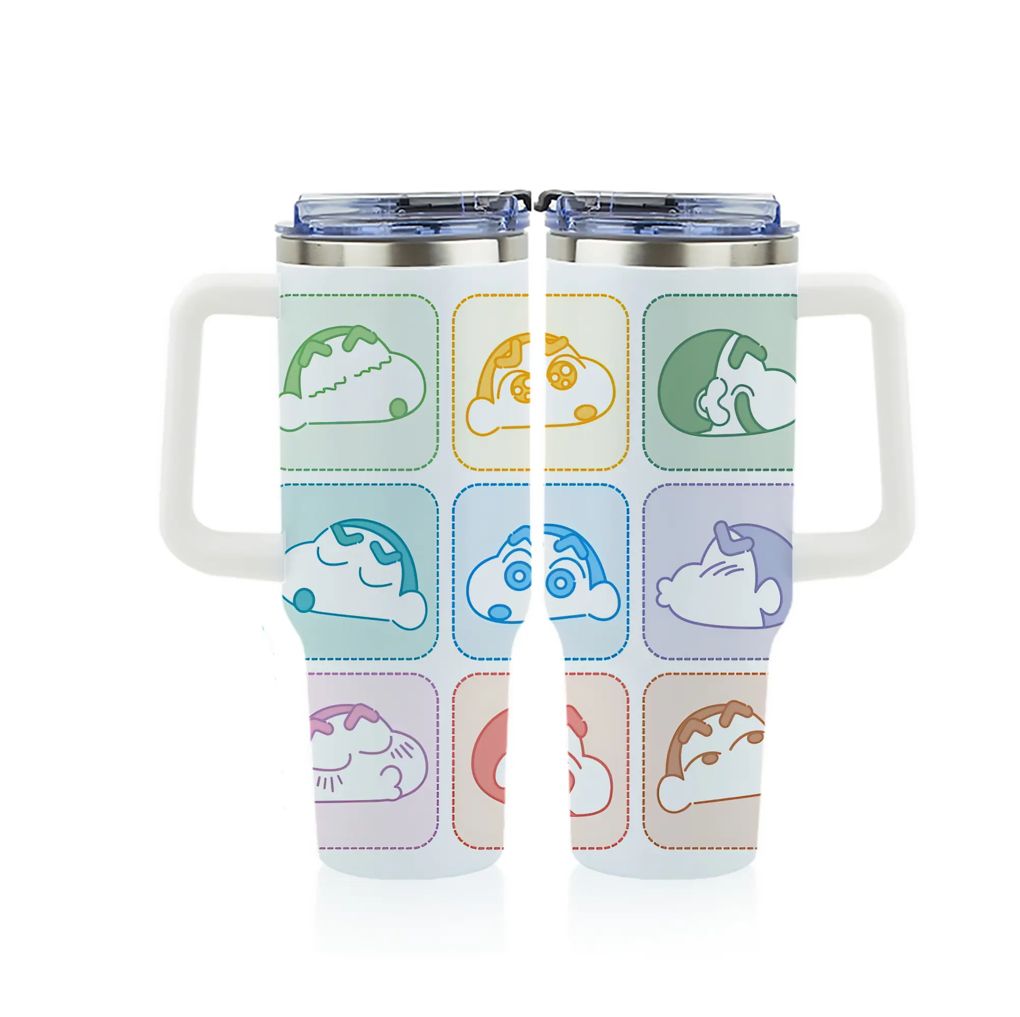 クレヨンしんちゃん グッズ 野原 しんのすけ - 1200mL フルプリント車用タンブラー ・ 304ステンレス 内側 ・ 201ステンレス 外側 ・ 保温 保冷 ・ 通勤 ドライブ アウトドア用