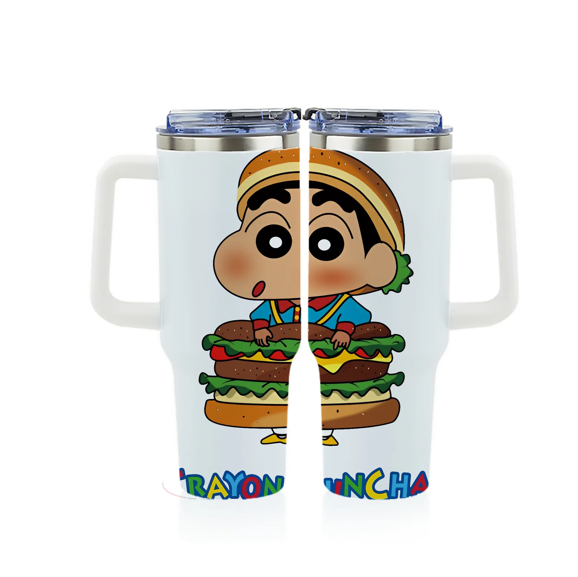 クレヨンしんちゃん グッズ 野原 しんのすけ - 1200mL フルプリント車用タンブラー ・ 304ステンレス 内側 ・ 201ステンレス 外側 ・ 保温 保冷 ・ 通勤 ドライブ アウトドア用