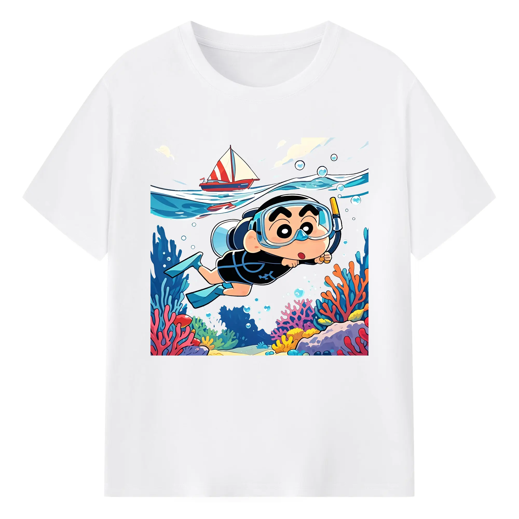 クレヨンしんちゃん グッズ 野原 しんのすけ - 綿100％ 半袖Tシャツ ・ フロントプリント ・ 快適 通気性 ・ 日常使い 散歩 スポーツ用