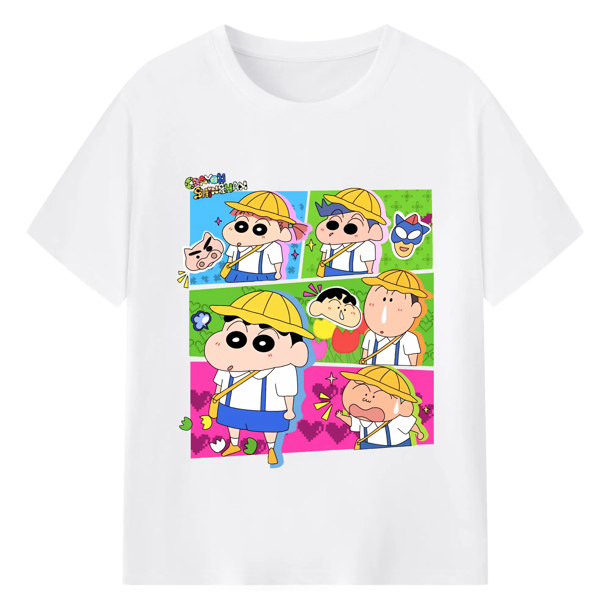 クレヨンしんちゃん グッズ 野原 しんのすけ - 綿100％ 半袖Tシャツ ・ フロントプリント ・ 快適 通気性 ・ 日常使い 散歩 スポーツ用