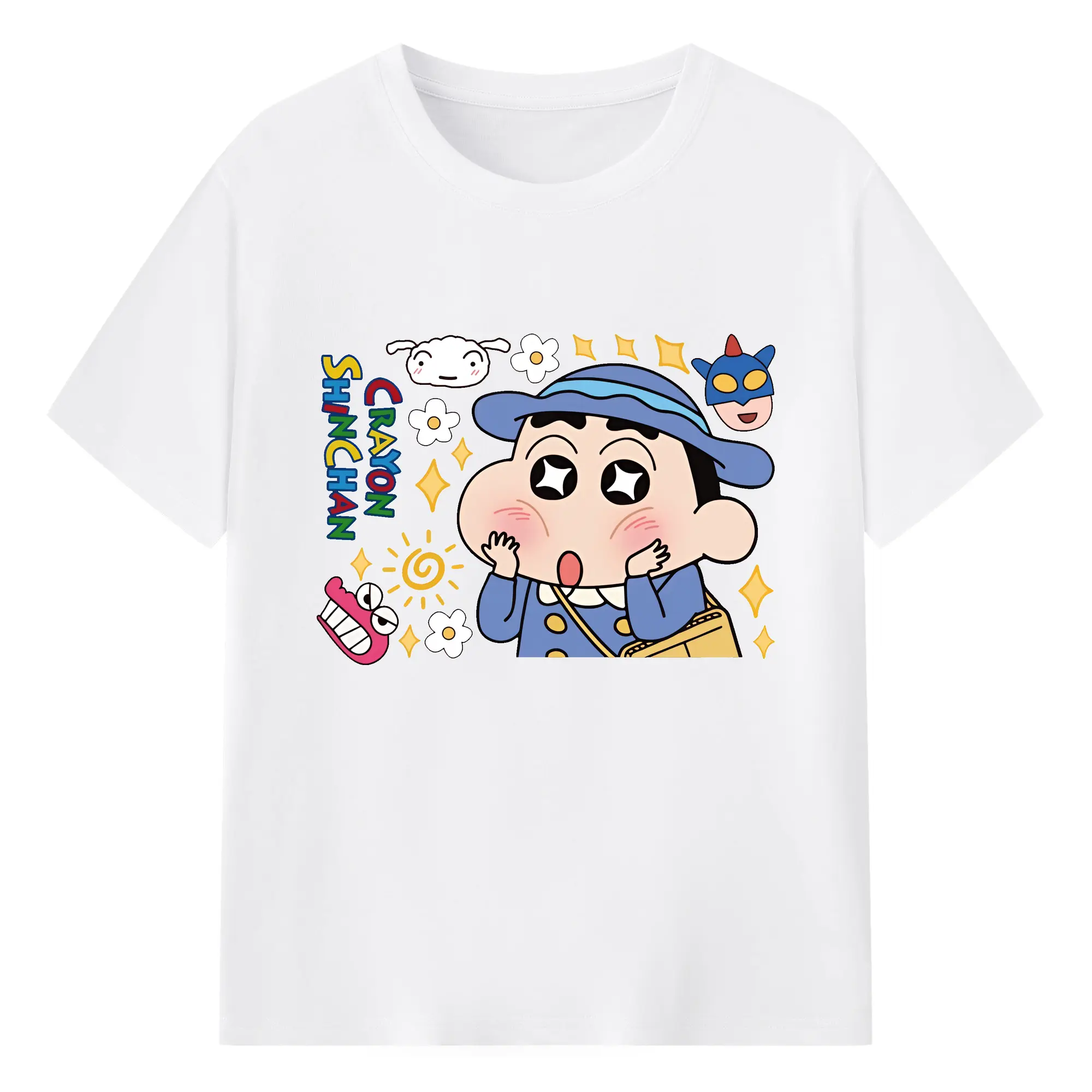 クレヨンしんちゃん グッズ 野原 しんのすけ - 綿100％ 半袖Tシャツ ・ フロントプリント ・ 快適 通気性 ・ 日常使い 散歩 スポーツ用
