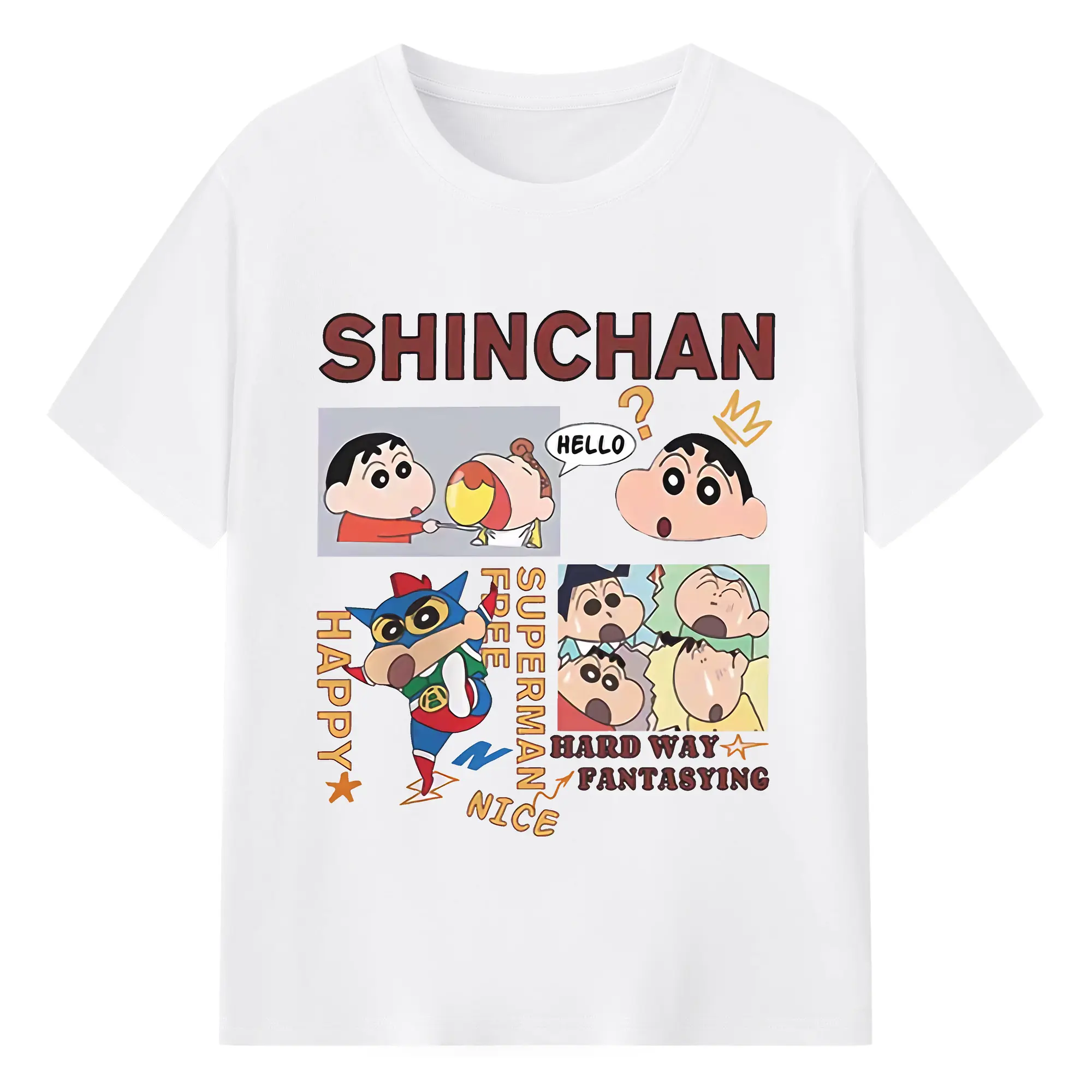 クレヨンしんちゃん グッズ 野原 しんのすけ - 綿100％ 半袖Tシャツ ・ フロントプリント ・ 快適 通気性 ・ 日常使い 散歩 スポーツ用